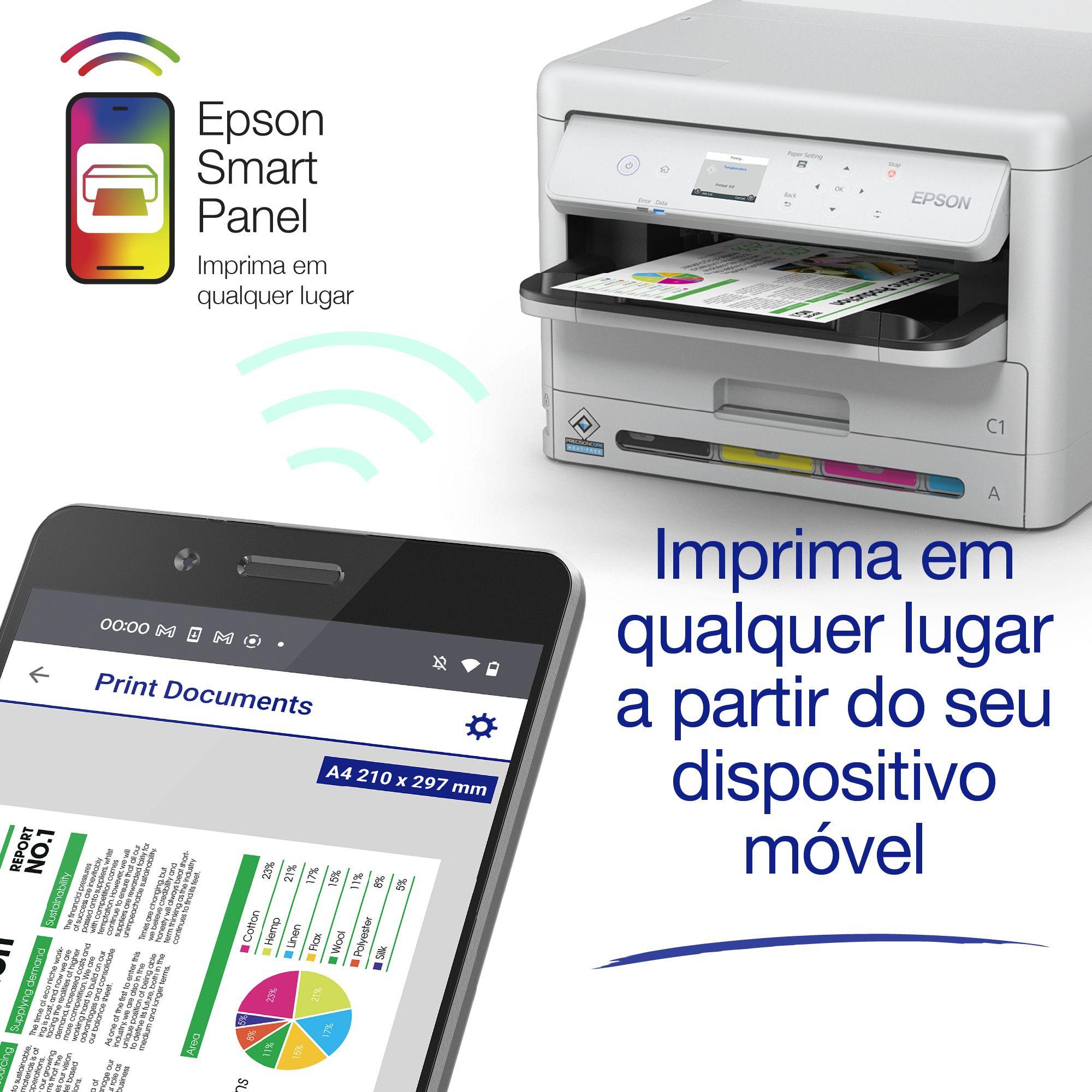Impressora Jato de Tinta EPSON WorkForce Pro WF-C5390DW (A4 - Jato de tinta a cores - 330 folhas - Preto/Branco) — miniatura 6