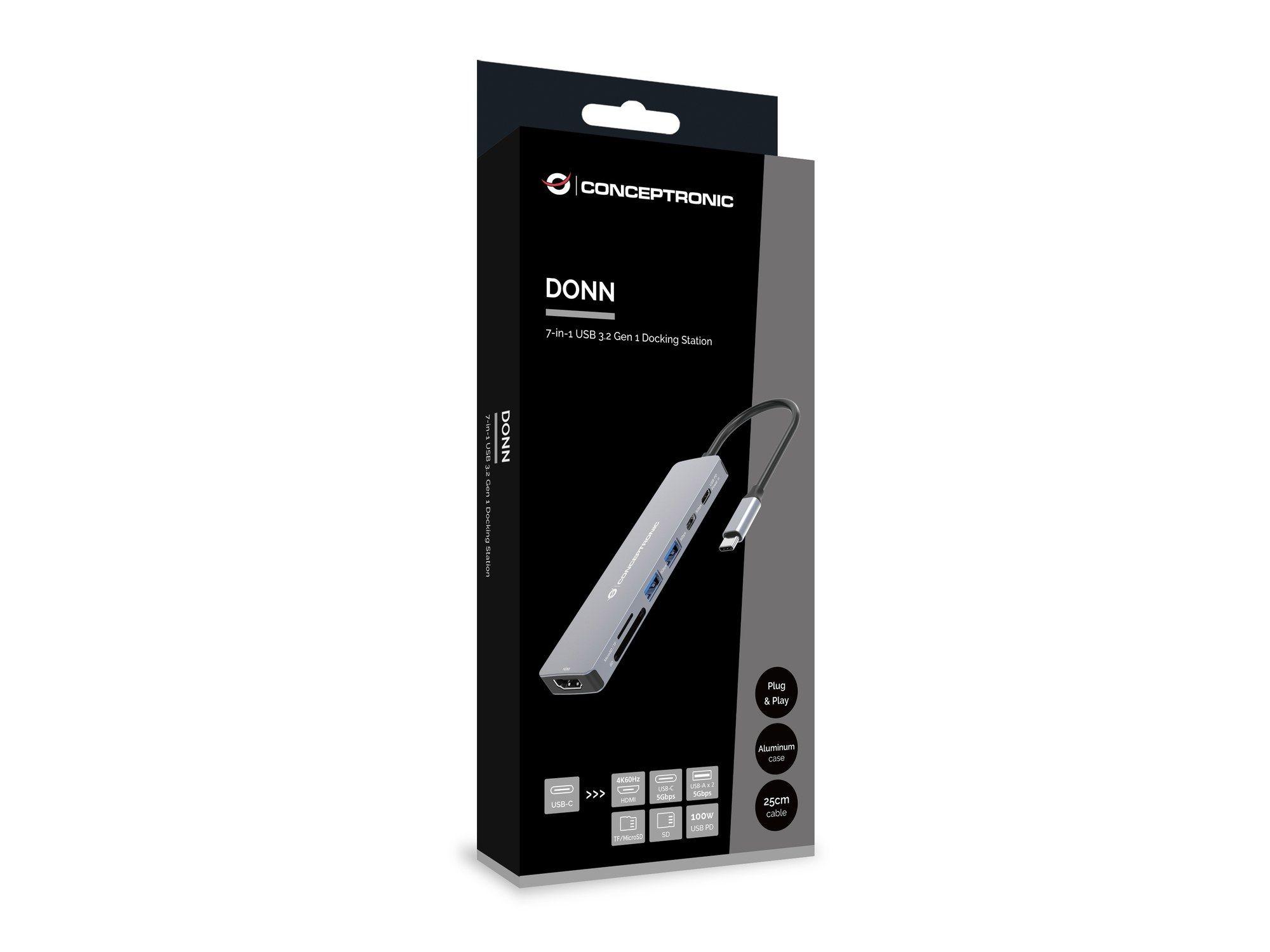 Dock USB-C CONCEPTRONIC DONN28G (0,25 m - Cinzento) — miniatura 4