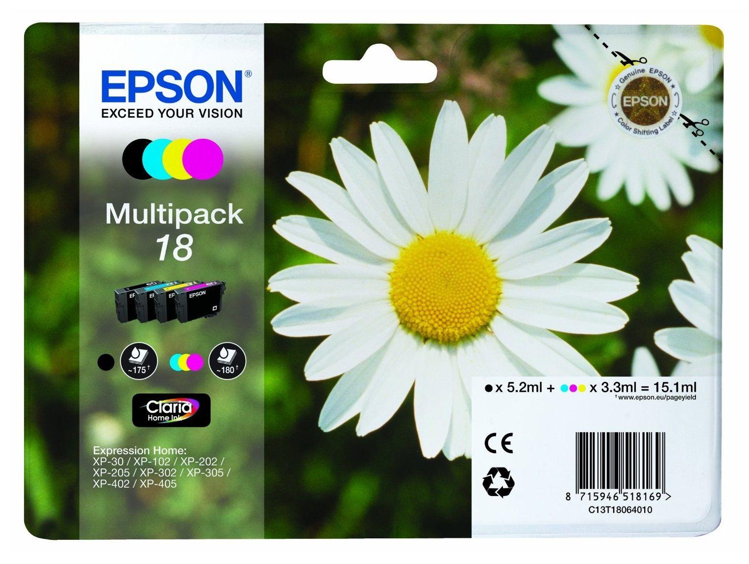 Tinteiro Original EPSON 18 C13T18064010 (Conjunto de 4 Cores - Preto, Ciano, Magenta e Amarelo)