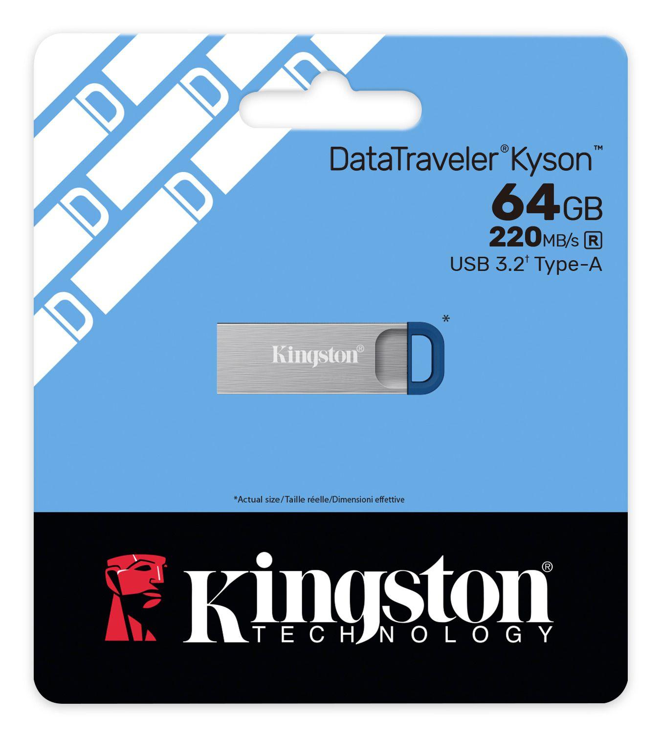 Pen USB KINGSTON DataTraveler Kyson 64GB (USB Type-A - 3.2 Gen 1 - Sem tampa - Aço inoxidável), miniatura 4