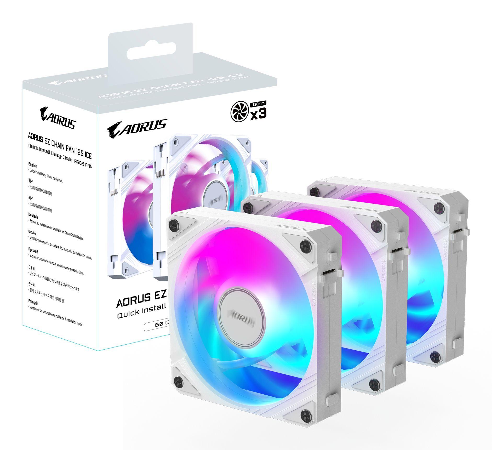 Kit de 3 Ventoinhas para Caixa GIGABYTE AORUS EZ CHAIN FAN 120 ICE (Não suportado - Branco), miniatura 7