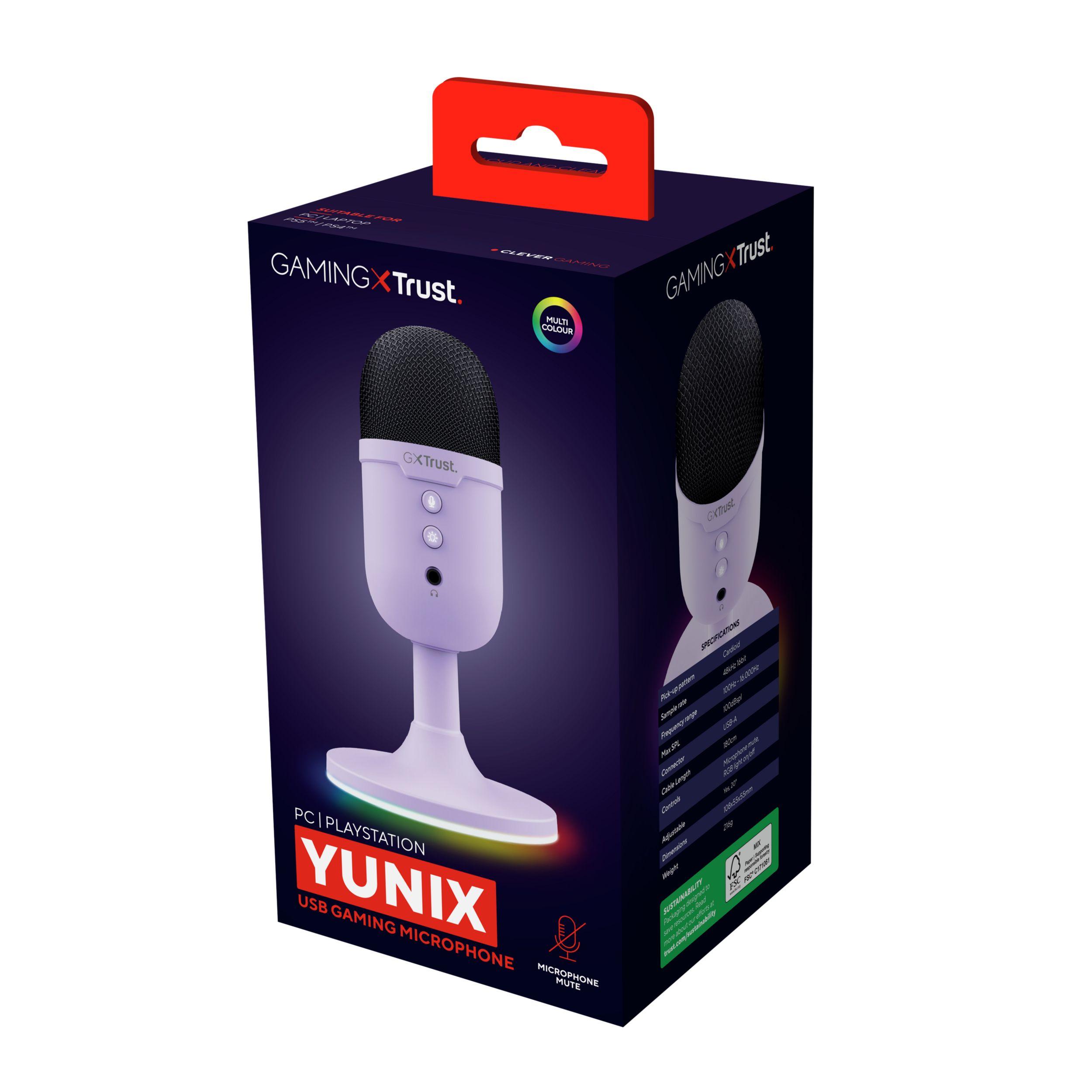 Microfone TRUST GXT 234P Yunix RGB (Microfone de mesa - Com fios - USB/3.5 mm - Roxo) — miniatura 5