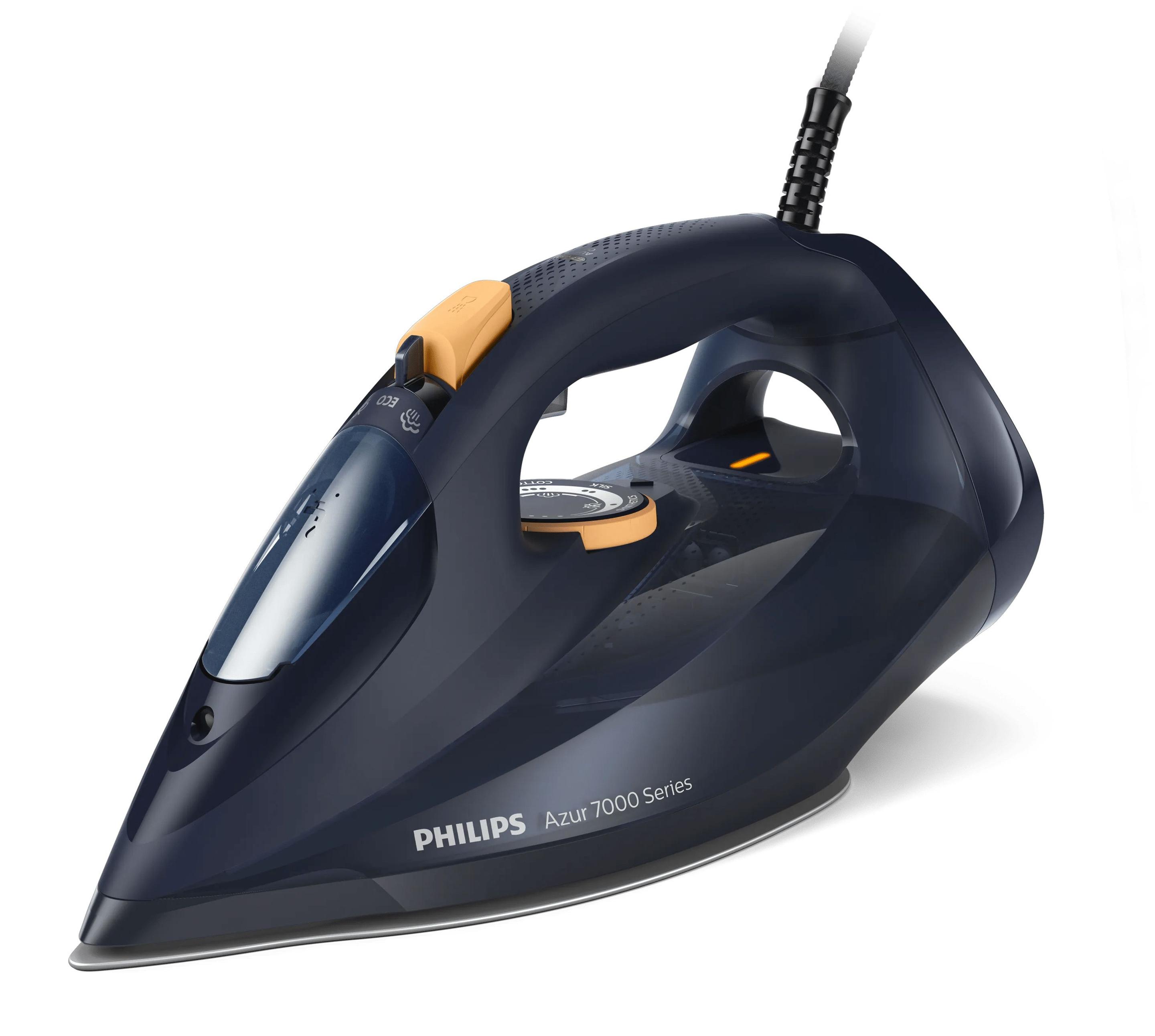 Ferro de Engomar PHILIPS 7000 Series DST7060/20 (3000 W - 0,3 l - Base de ferro SteamGlide Elite - Azul e Amarelo)
