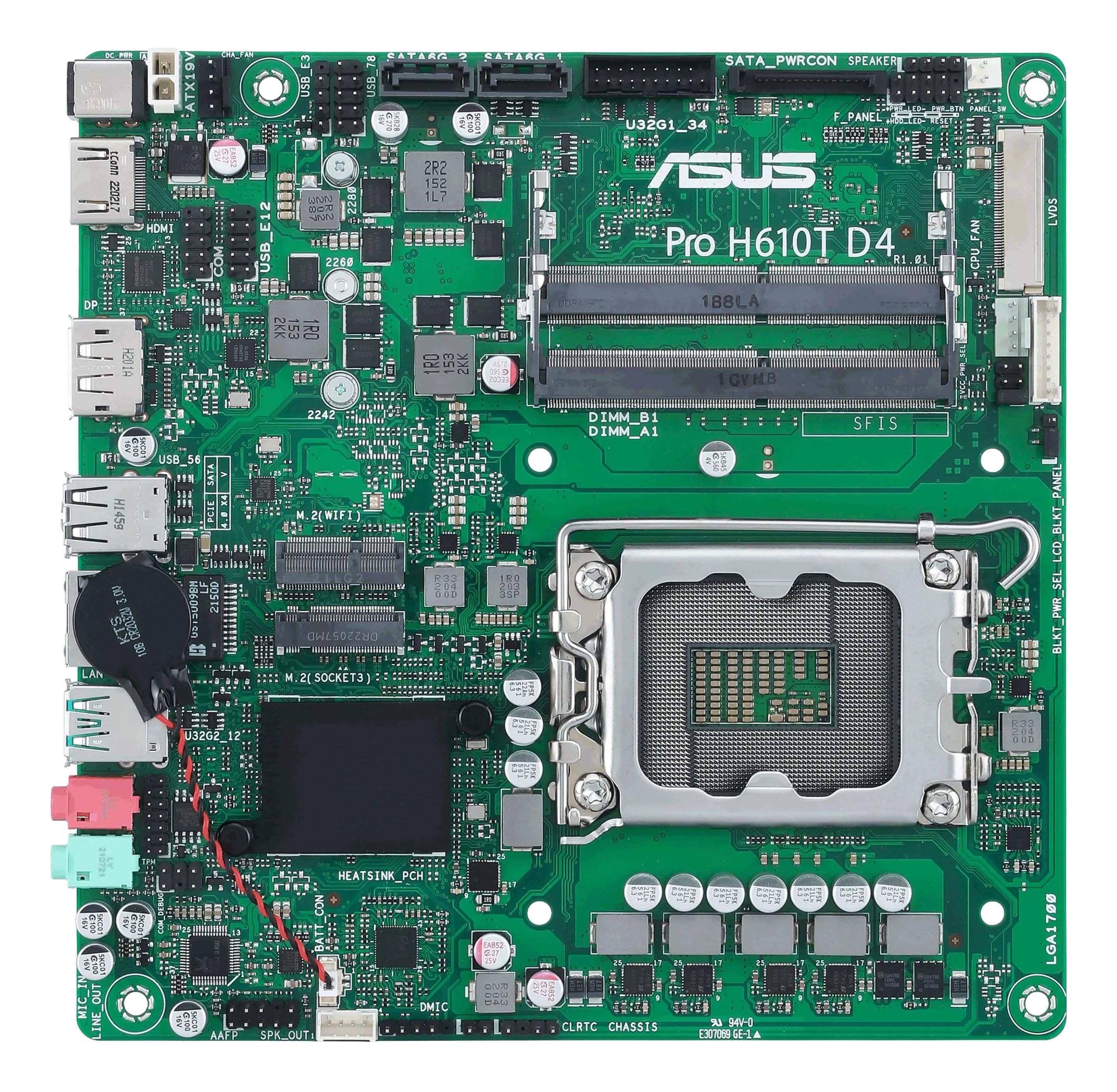 Motherboard ASUS Pro H610T D4-CSM (LGA 1700 - Thin Mini ITX - Duplo canal), miniatura 3