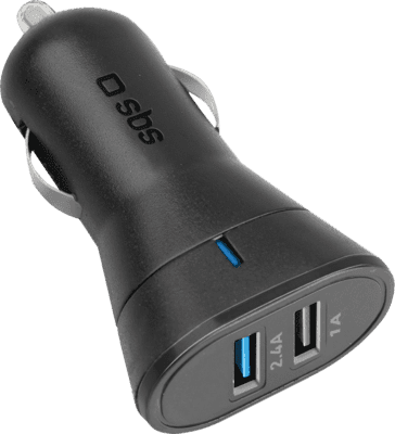 Carregador de Isqueiro para Telemóvel SBS TECR2USB24AFAST (12 W - Preto)