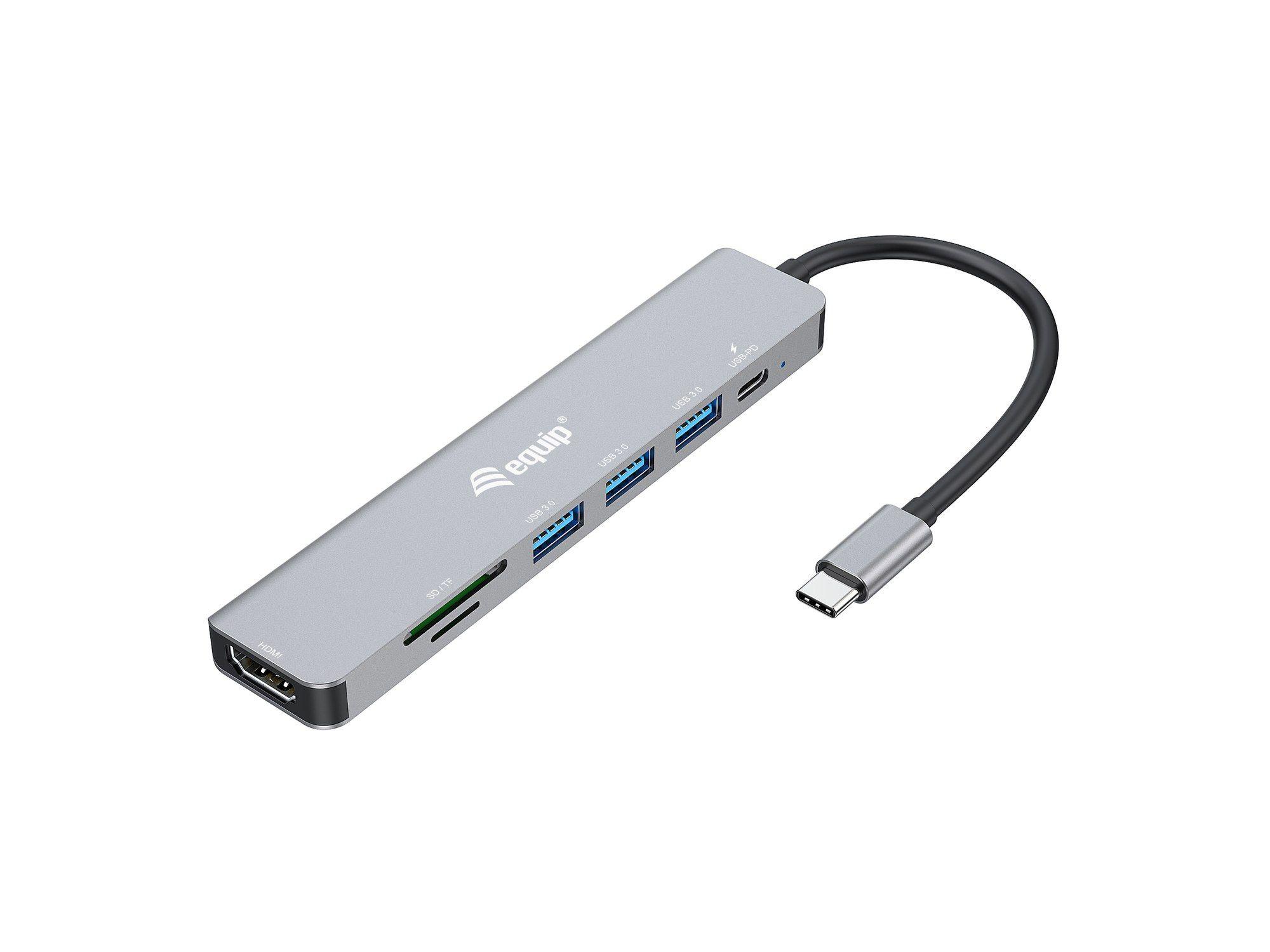 Adaptador USB-C Multiporta EQUIP 133494 (0,25 m - Prateado)