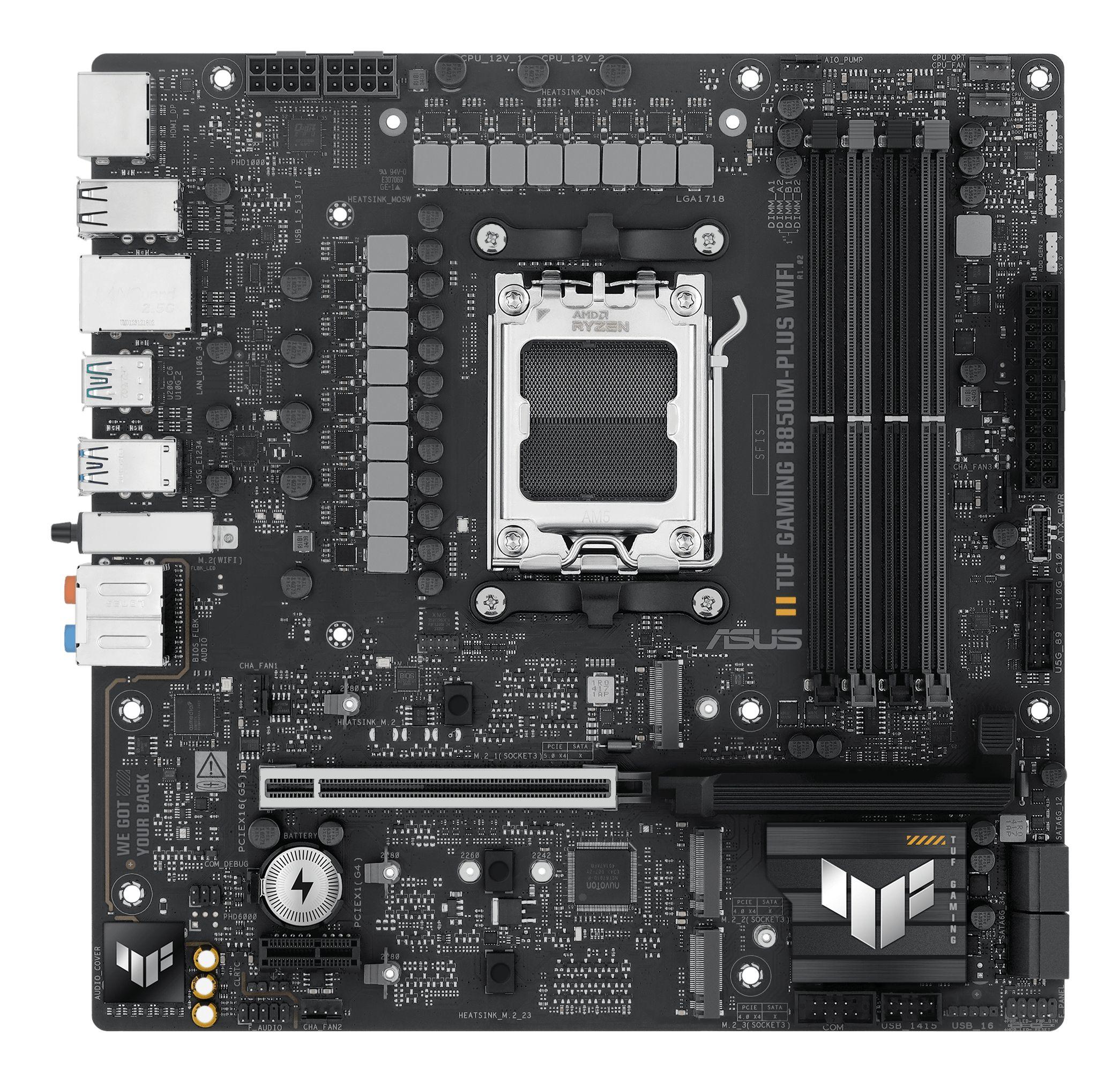 Motherboard ASUS TUF GAMING B850M-PLUS WIFI (AM5 - micro ATX - Duplo canal - Preto) — miniatura 3