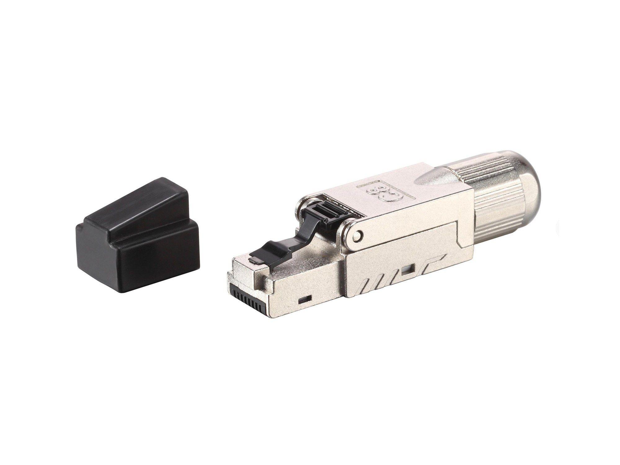 Conjunto de 5 Conectores RJ45 EQUIP 121172 (Cat. 6A, Cat. 7 e Cat. 8.1 - Preto e Aço Inoxidável)