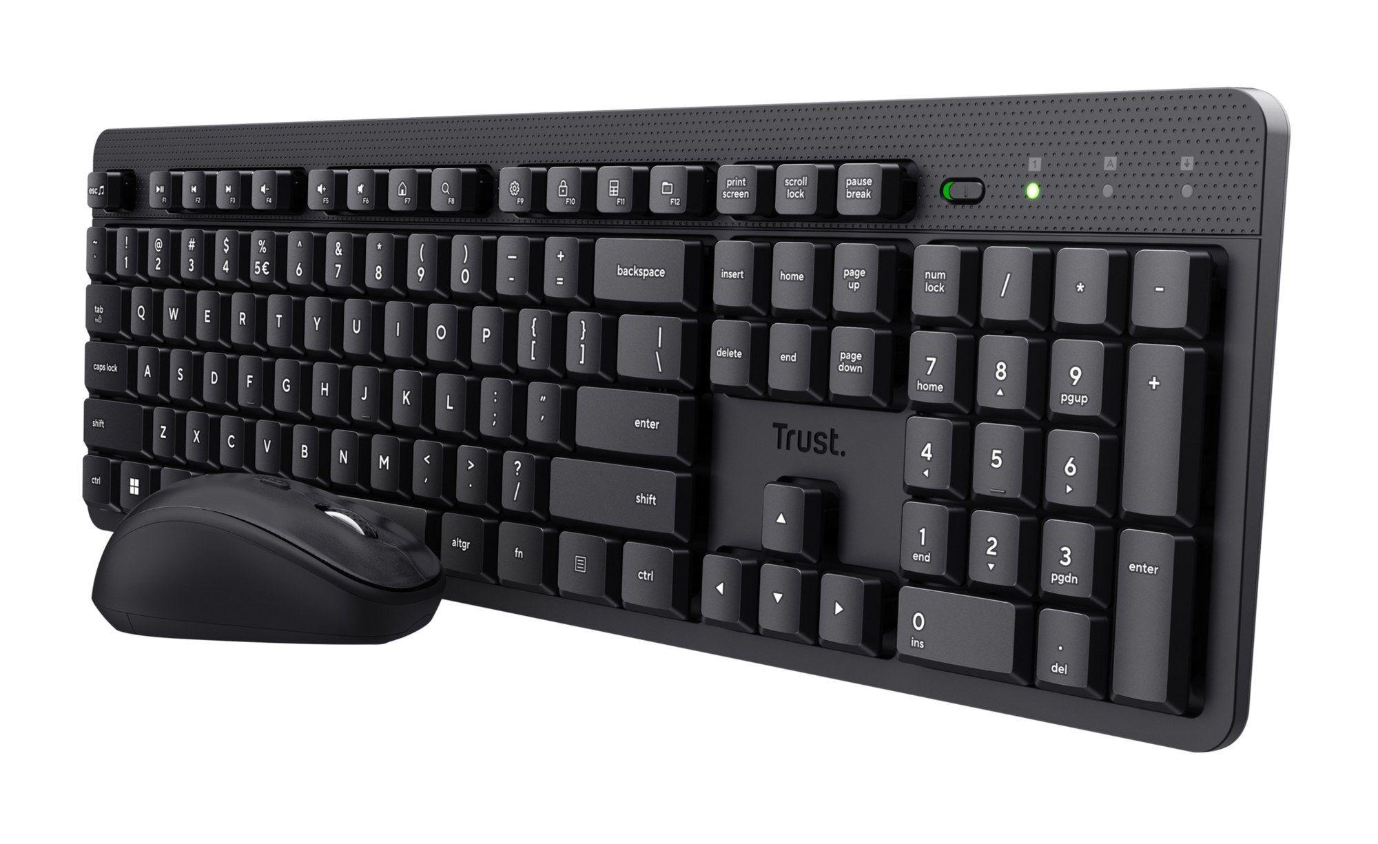 Conjunto de Teclado e Rato TRUST Ody II (Inglês - Interruptor de membrana - Tamanho completo - Preto)