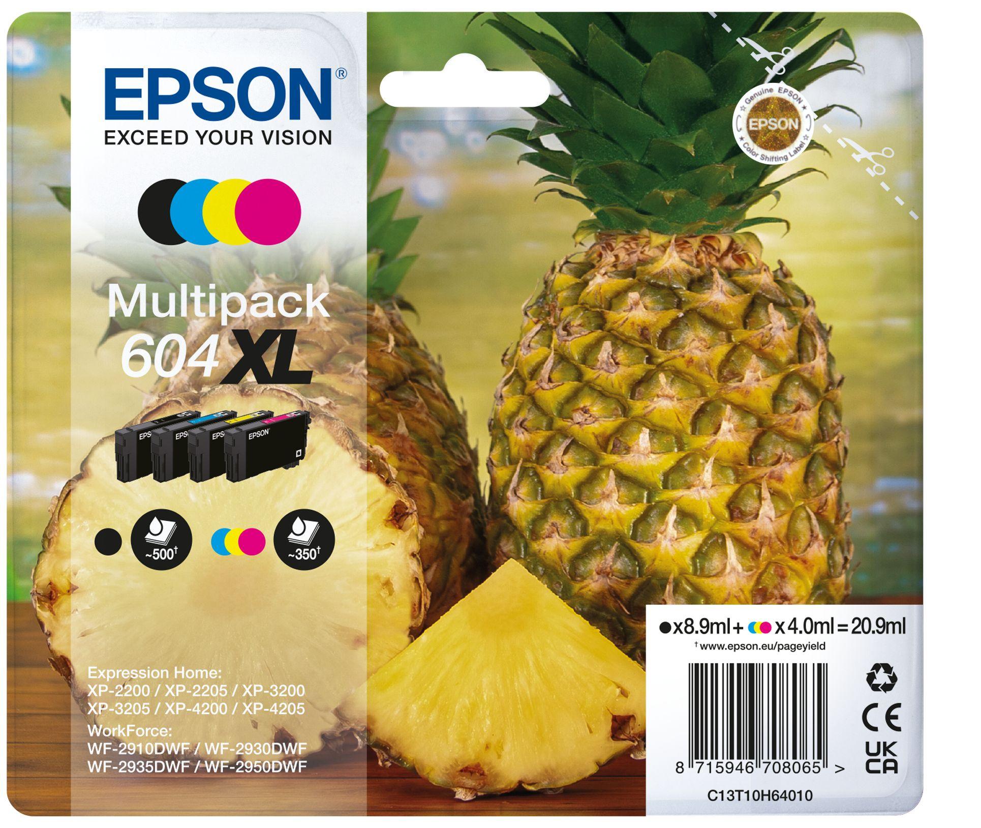 Pack de 4 Tinteiros EPSON 604XL (Preto, Ciano, Magenta e Amarelo)