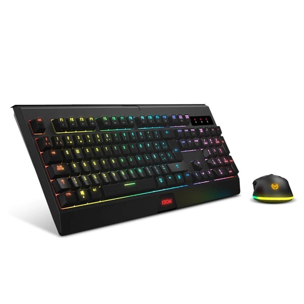 Conjunto de Teclado e Rato KROM Kabala (Espanhol - Membrana - Tamanho completo - Preto)