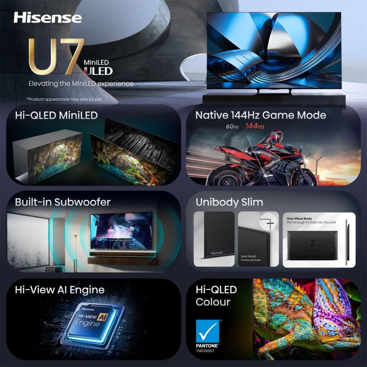 Televisão HISENSE TV 55U7SE (55" - DLED - 4K Ultra HD - Preto), miniatura 2