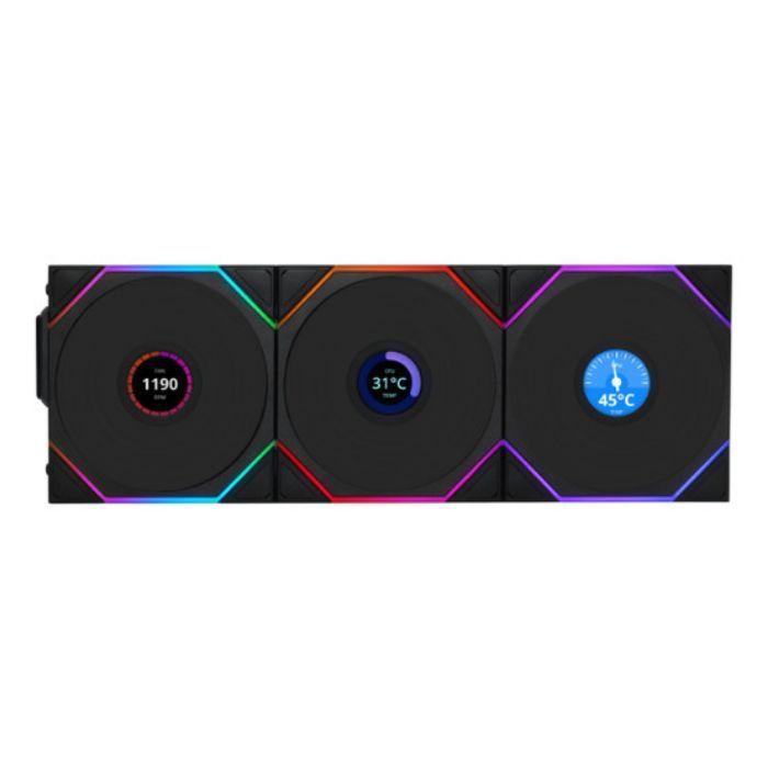 Ventoinhas para Caixa de PC LIAN LI UNI FAN TL-LCD Wireless Reverse 120 (Poliéster termoplástico - Preto) — miniatura 2