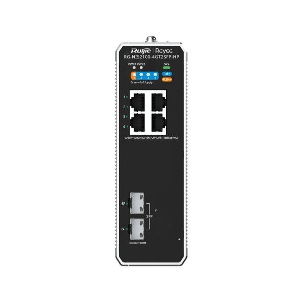 Switch Industrial Gerido REYEE RG-NIS2100-4GT2SFP-HP (10/100/1000 Mbit/s - 12 Gbit/s - L2 - Preto e Aço Inoxidável), miniatura 5
