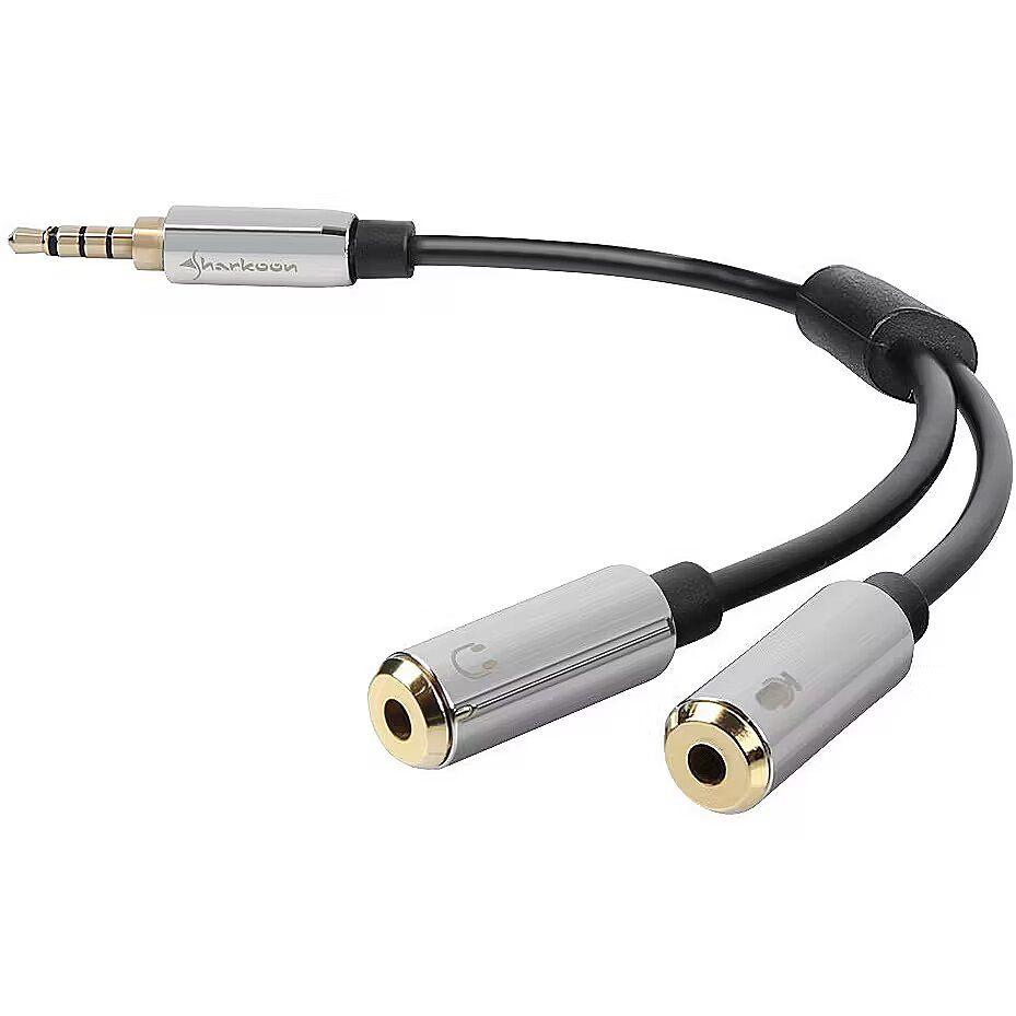 Cabo Adaptador de Áudio SHARKOON PMP35 (3,5 mm TRRS para 2x 3,5 mm - Preto), miniatura 2