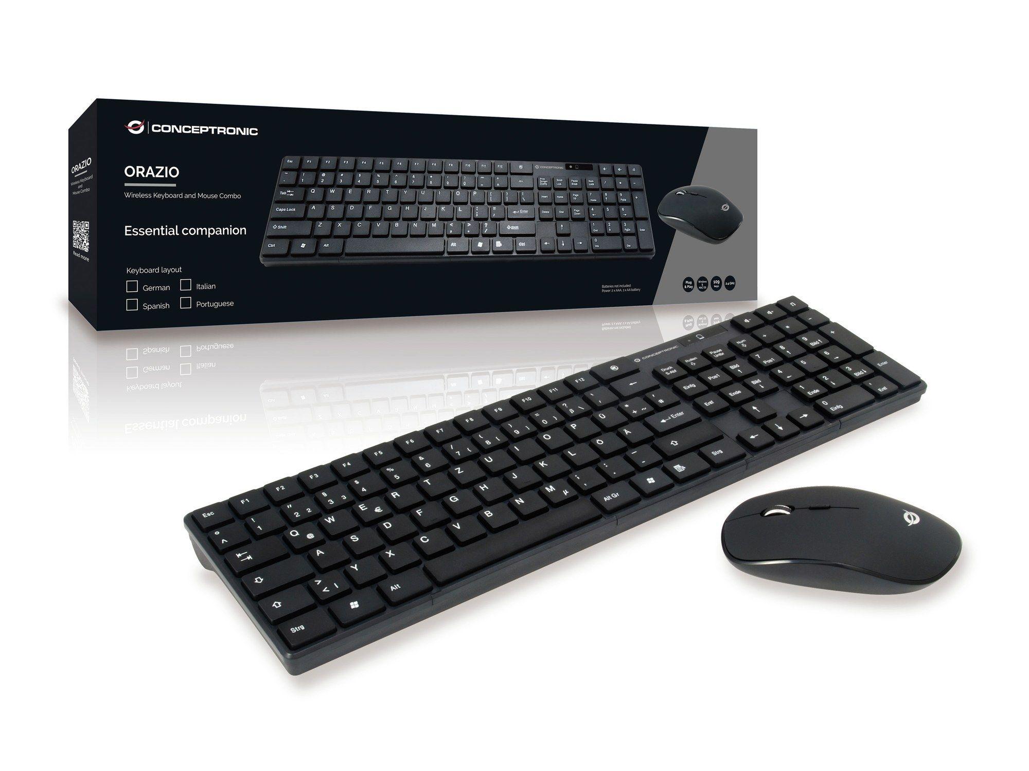 Conjunto de Teclado e Rato CONCEPTRONIC ORAZIO01DE (Alemão - Tamanho completo - RF Wireless - Preto), miniatura 5