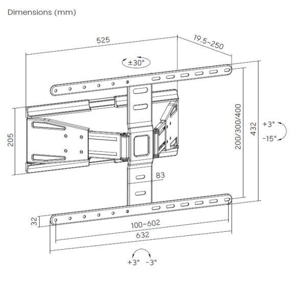 Suporte de Parede para TV EQUIP 650344 (43"–90" - VESA até 600 x 400 mm - Preto), miniatura 5