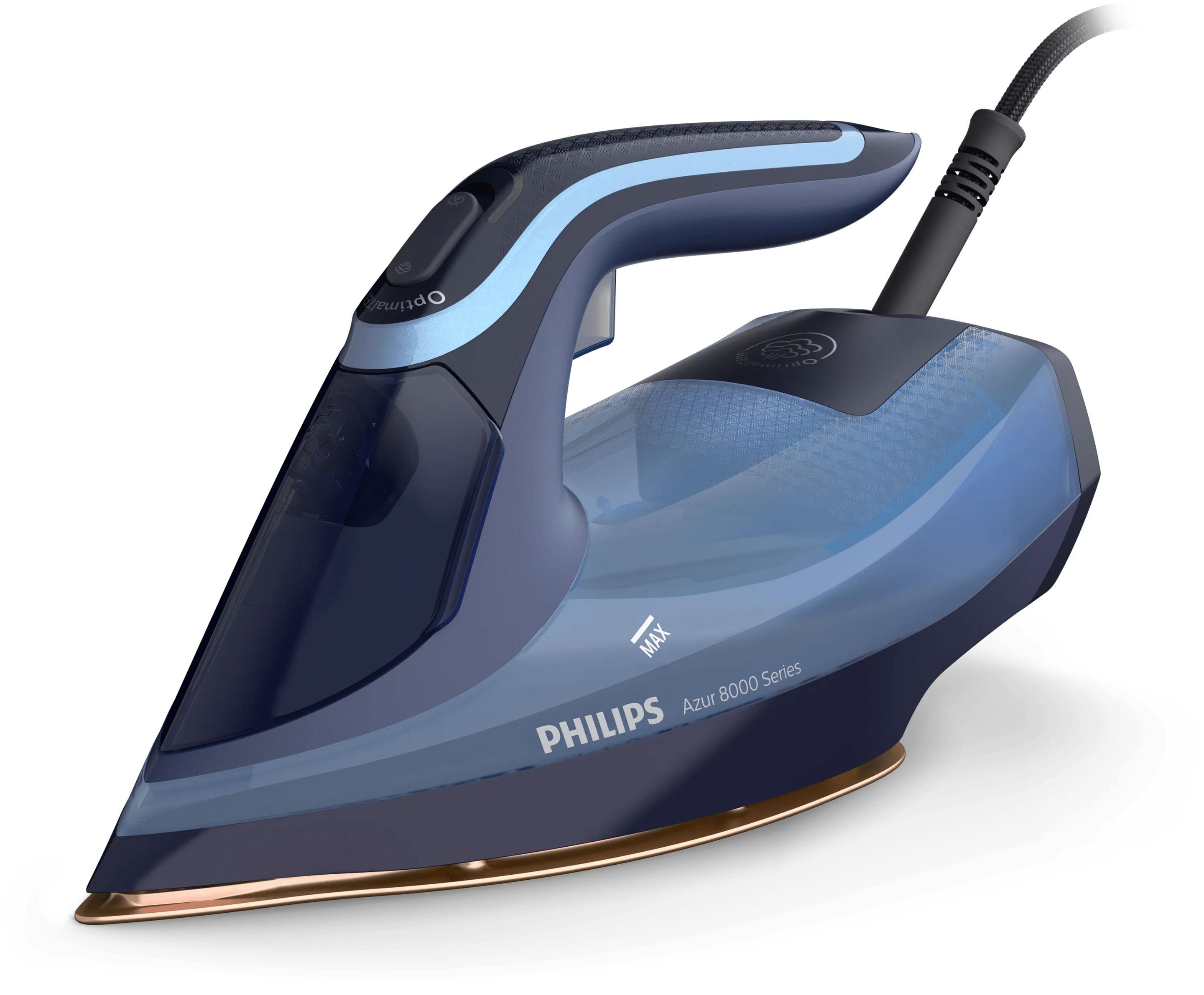 Ferro de Engomar PHILIPS DST8020/20 (3000 W - 0,3 l - Base de ferro SteamGlide Elite - Azul)