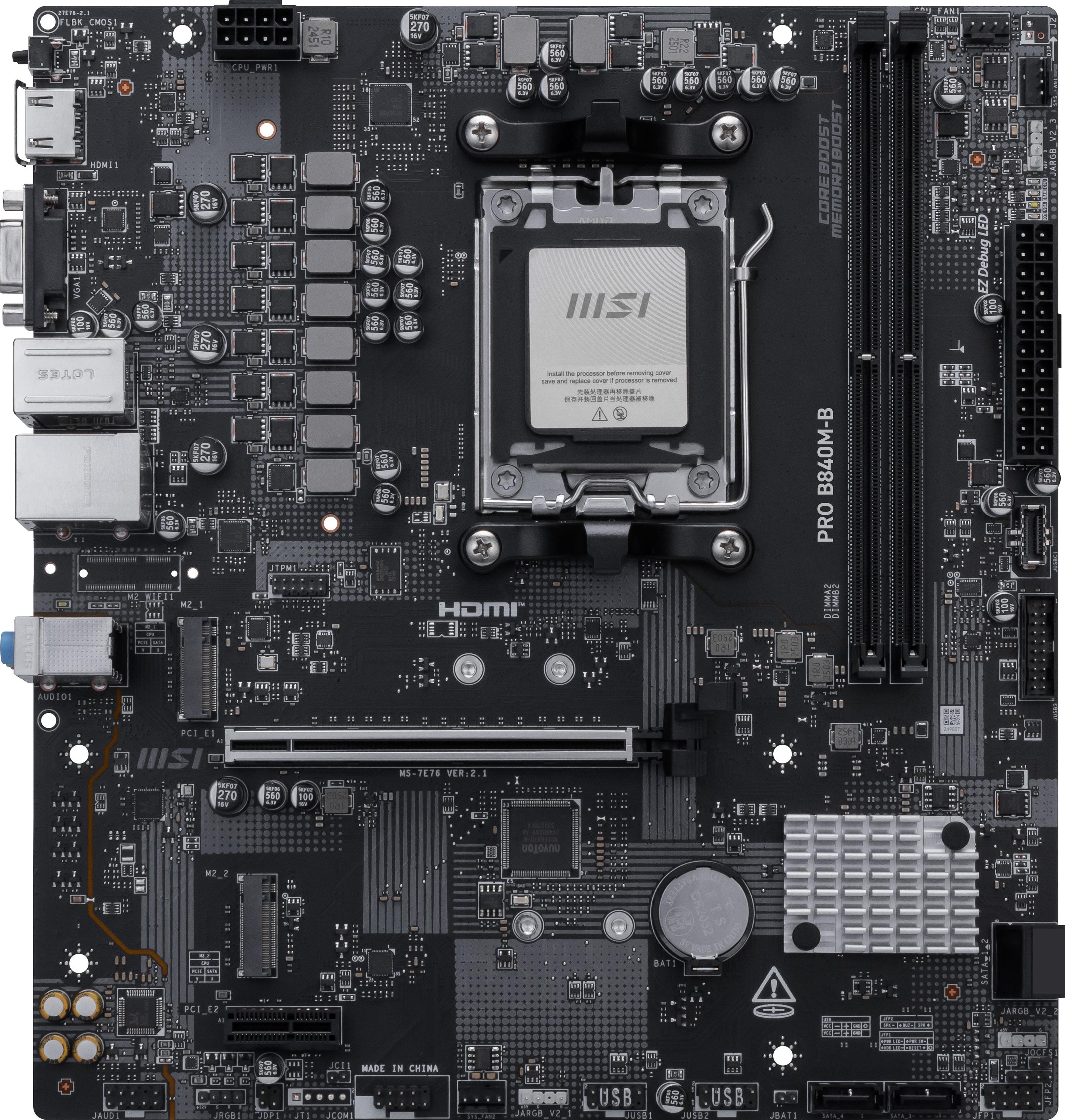 Motherboard MSI PRO B840M-B (AM5 - micro ATX - DDR5-SDRAM - Preto), miniatura 2