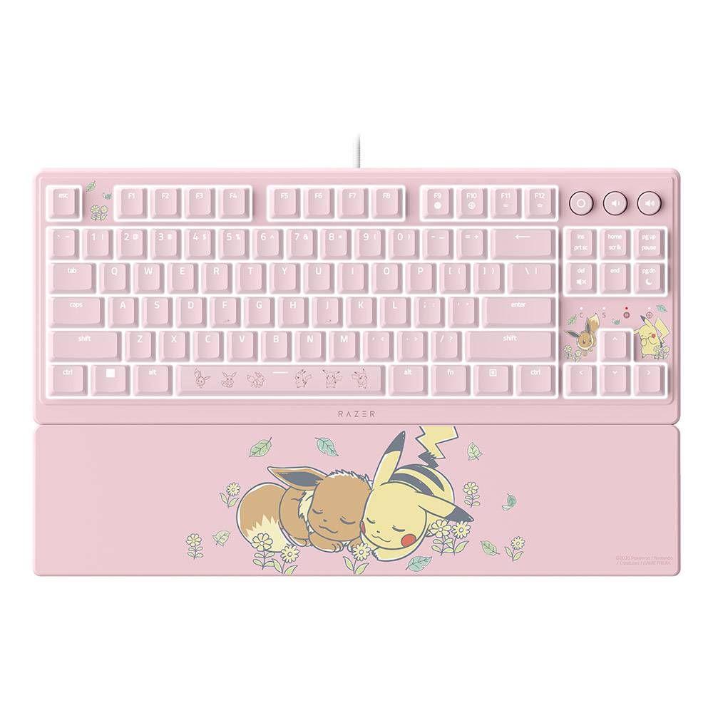 Teclado RAZER Ornata V3 Tenkeyless – Pikachu & Eevee Edition (US - Tecla com membrana mecânica - 80 - Rosa) — miniatura 2
