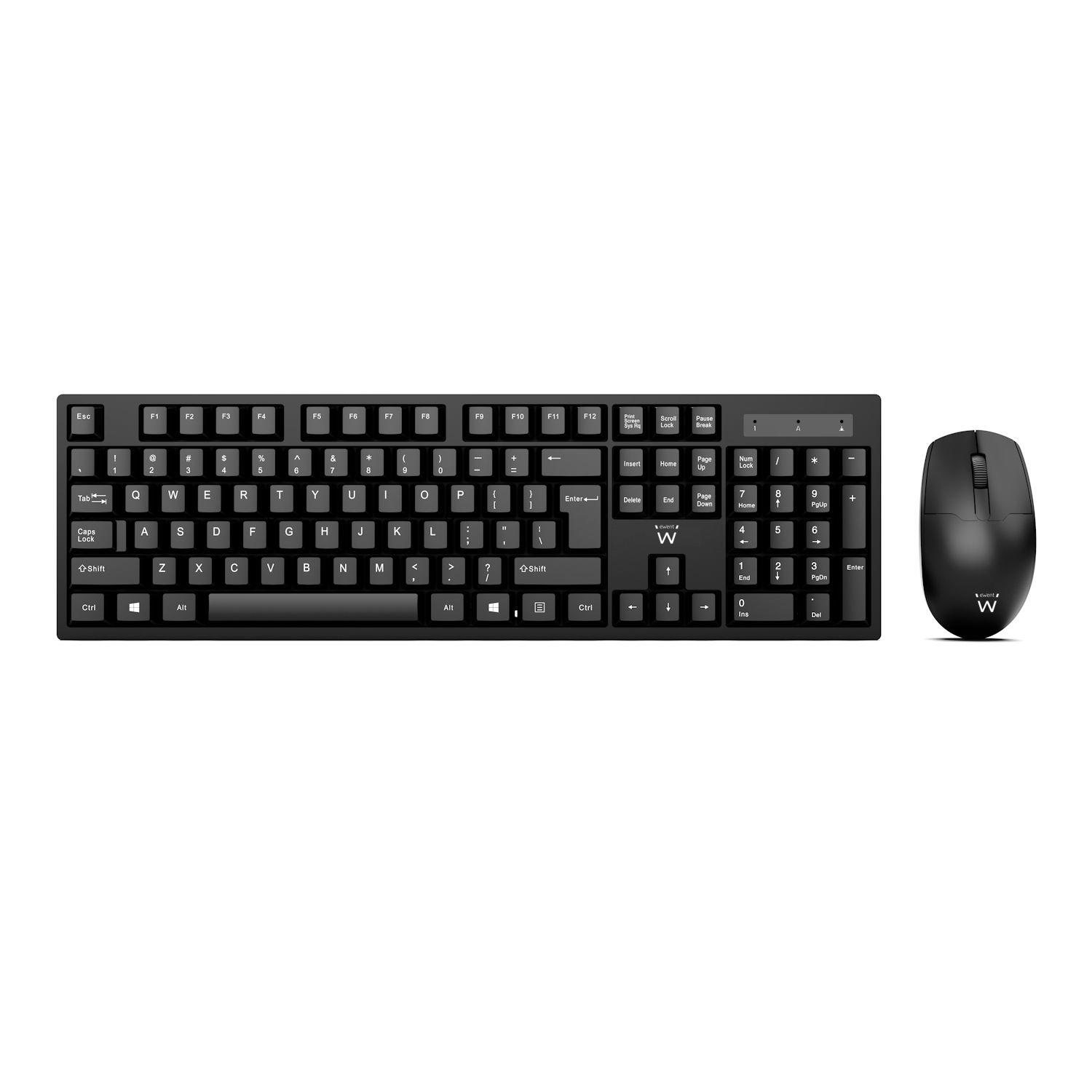Conjunto Teclado e Rato EWENT EW3281 (Espanhol - Interruptor de membrana - Tamanho completo - Preto)