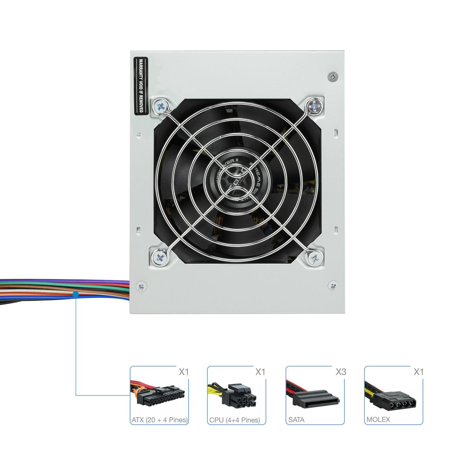 Fonte de Alimentação TOOQ Ecopower II TQEP-500S-SFX (micro ATX - 500 W - Não modular - Prateado), miniatura 8
