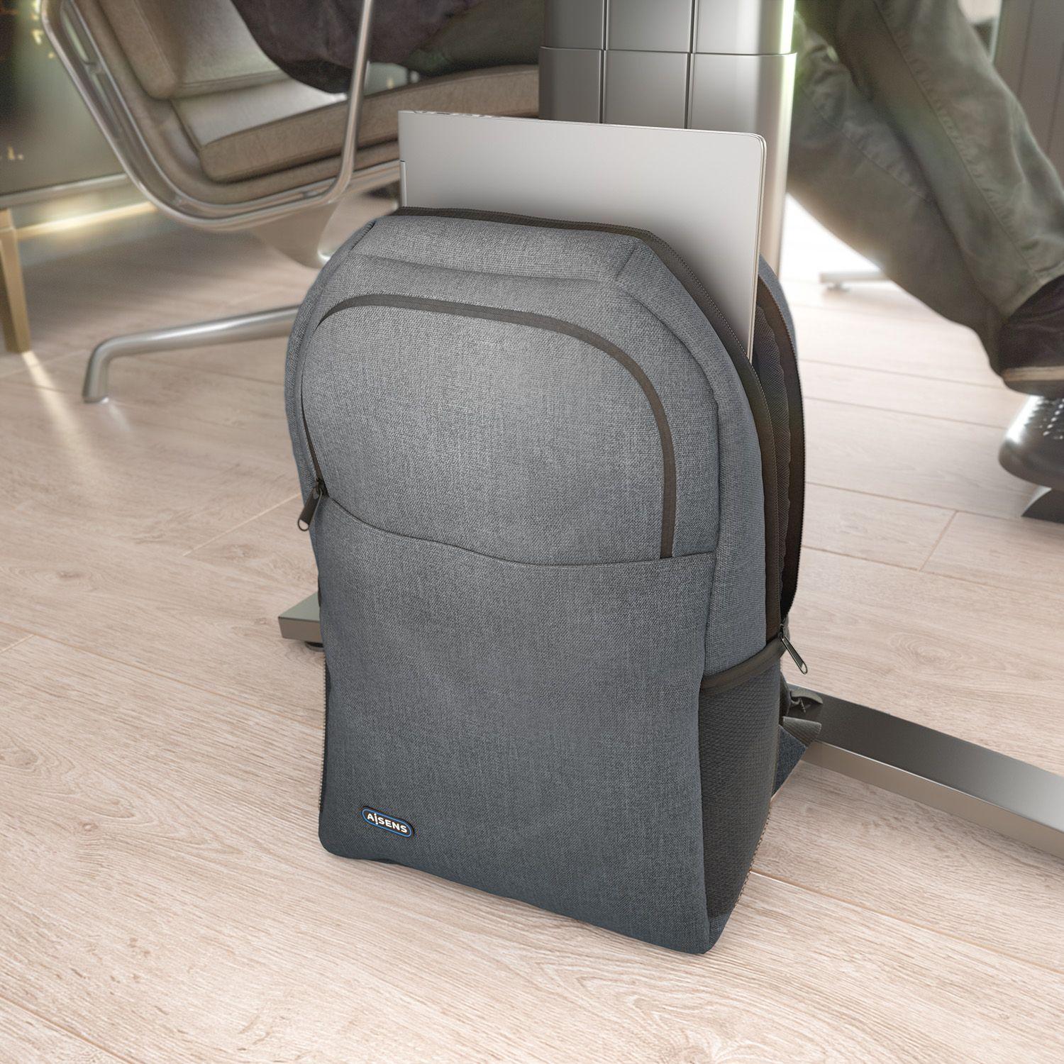 Mochila AISENS ASBG-BP083-GR (15,6" - Poliéster - 39,6 cm - Cinzento) — miniatura 4