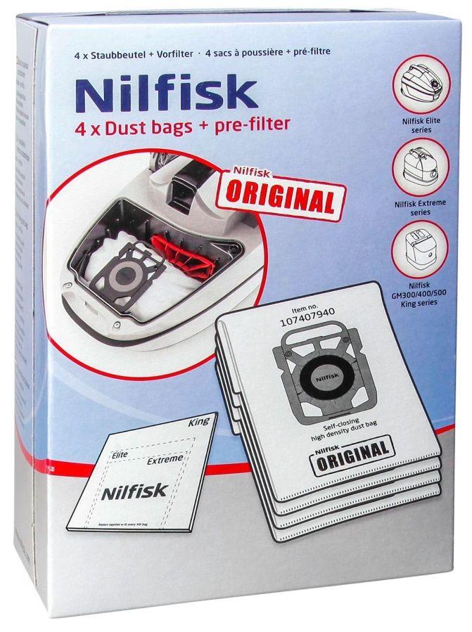 Saco de Pó NILFISK Ultra Dustbag 4+1 para Elite (Preto)