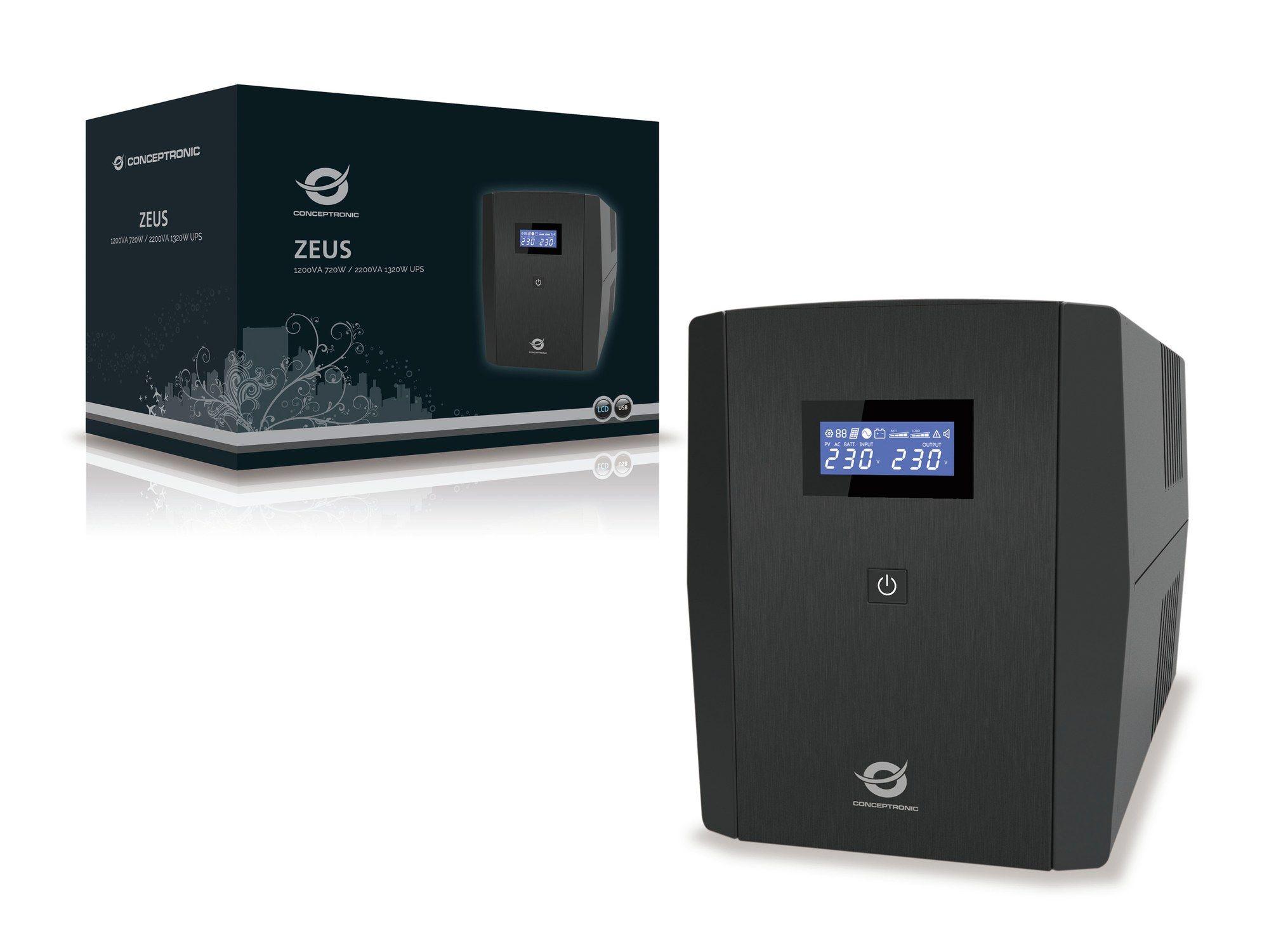 UPS Line-Interactive CONCEPTRONIC ZEUS03EM (1 USB 2.0 - IEC Jumpers, tipo F - Preto), miniatura 2