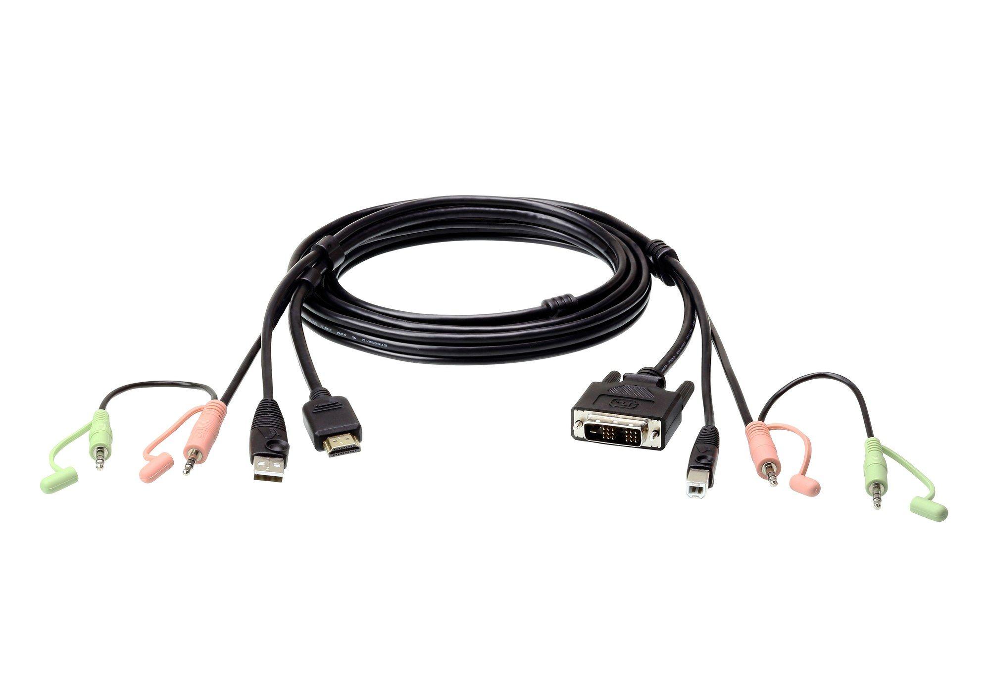 Cabo KVM HDMI para DVI-D ATEN 2L-7D02DH (1,8 m - HDMI Tipo A - DVI-D - Preto)