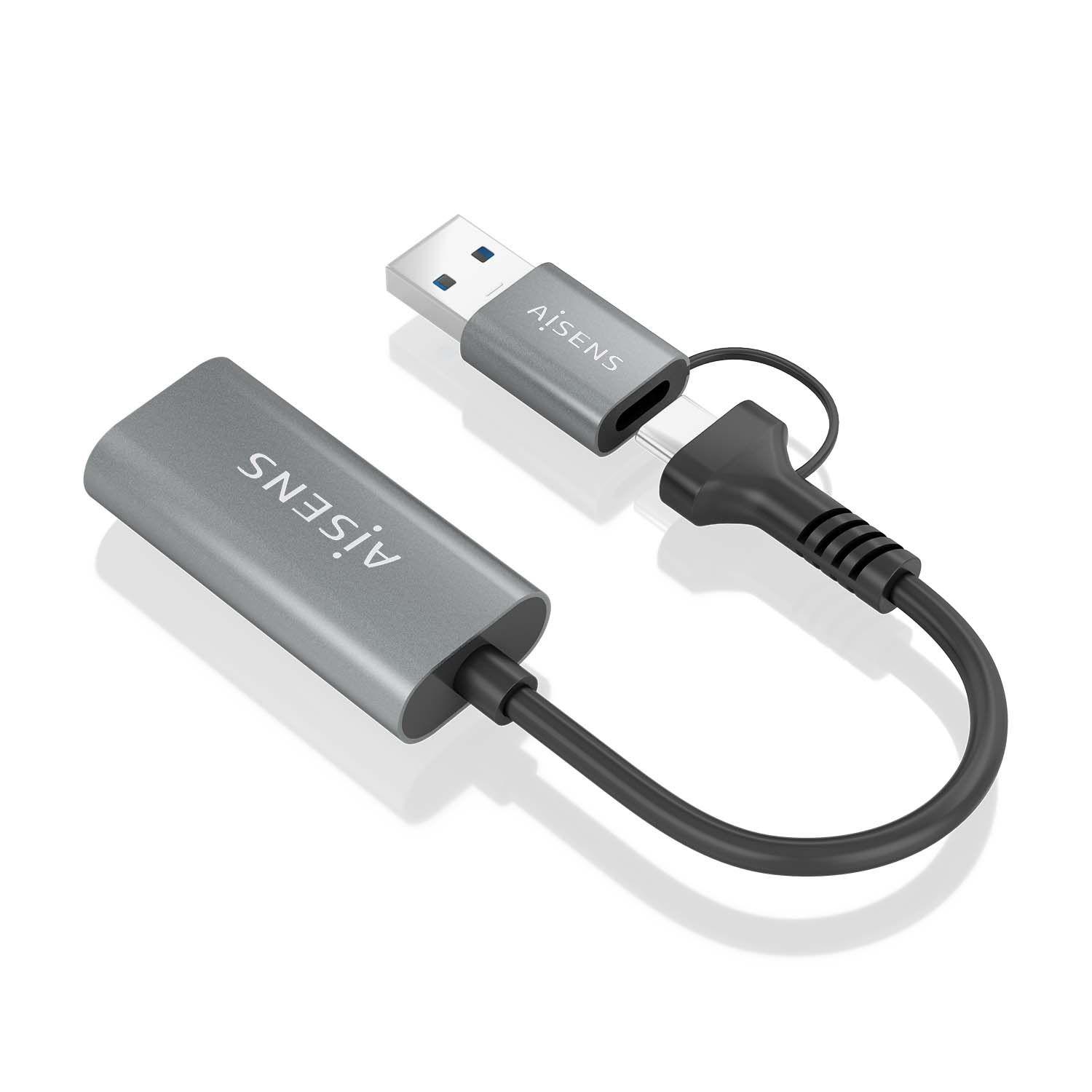Conversor AISENS A109-0913 (0,15 m - USB Type-A, USB Type-C - HDMI fêmea - Cinzento), miniatura 3