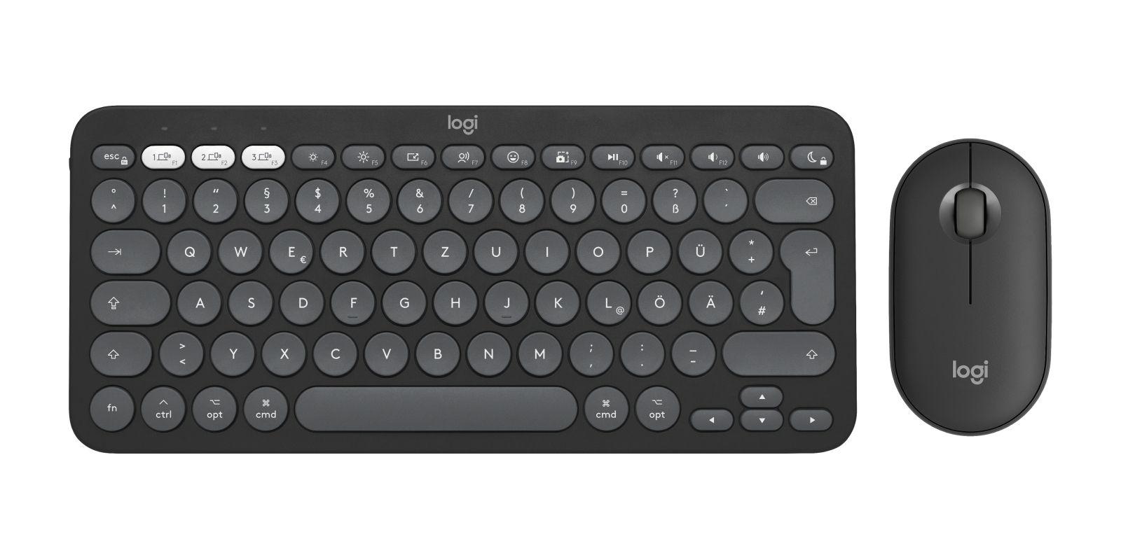Conjunto de Teclado e Rato LOGITECH Pebble 2 Combo for Mac (Alemão - Teclas de tesoura - Mini - Grafite)