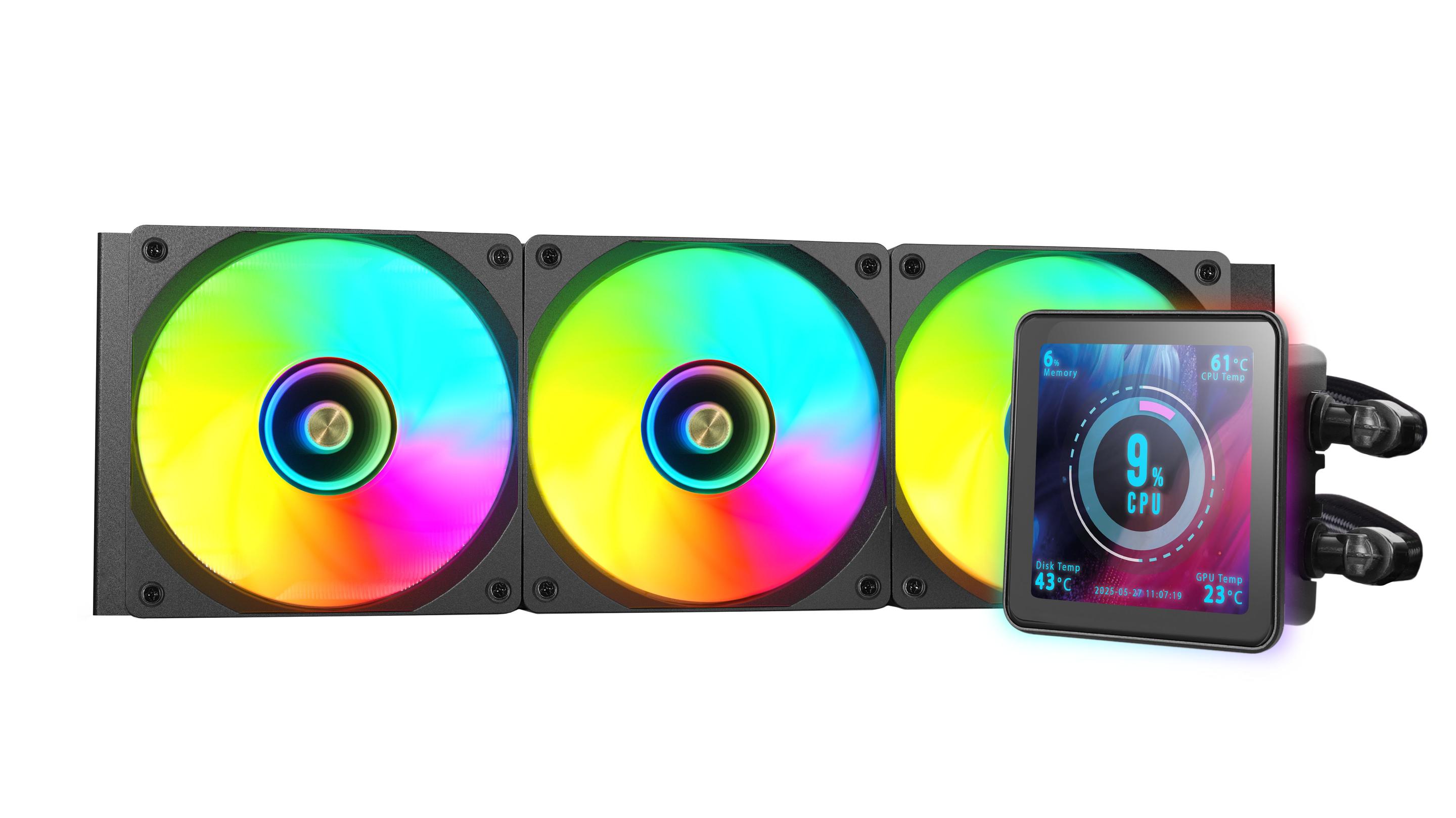 Refrigeração Líquida AIO MARS GAMING ML-VISIONPRO360 (120 mm - 3 ventoinhas - 2300 RPM - Preto) — miniatura 2