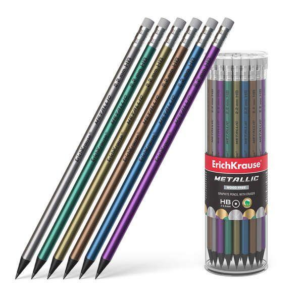 Conjunto de 4 Lápis de Grafite ERICHKRAUSE JOY Metallic 55274 (Plástico biodegradável - Cores metálicas sortidas)
