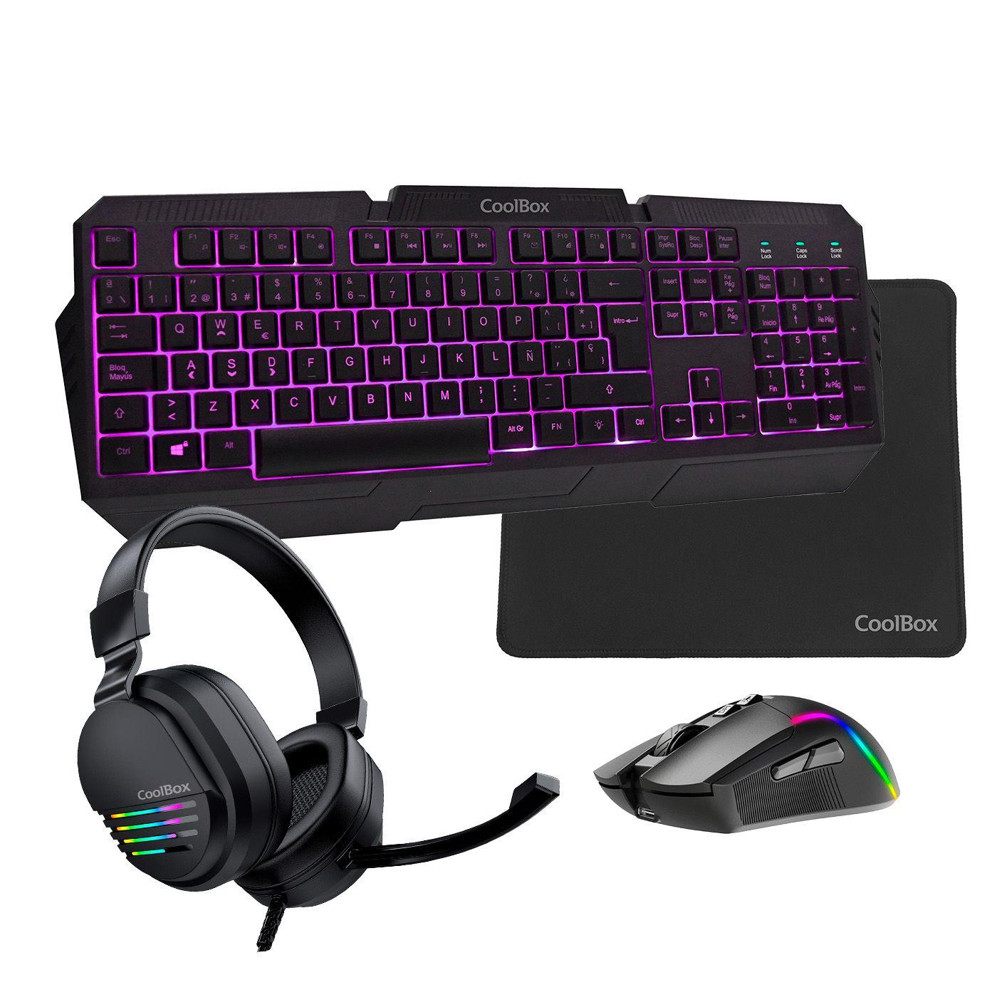 Conjunto Gaming COOLBOX Deep X-Wing 2 (Espanhol - Interruptor de membrana - Tamanho completo - Preto)