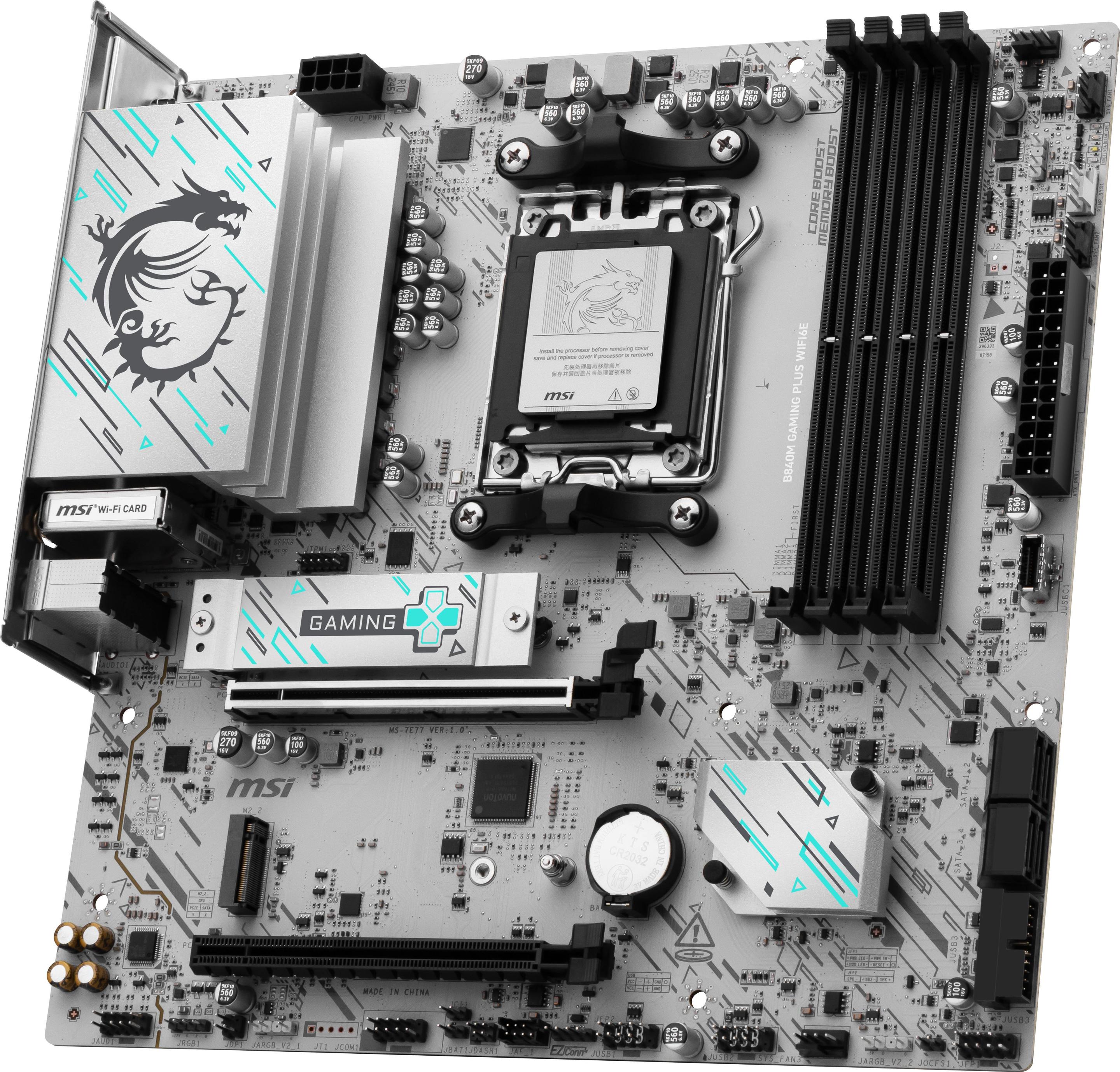 Motherboard MSI B840M GAMING PLUS WIFI6E (AM5 - micro-ATX - Duplo canal - Branco) — miniatura 3