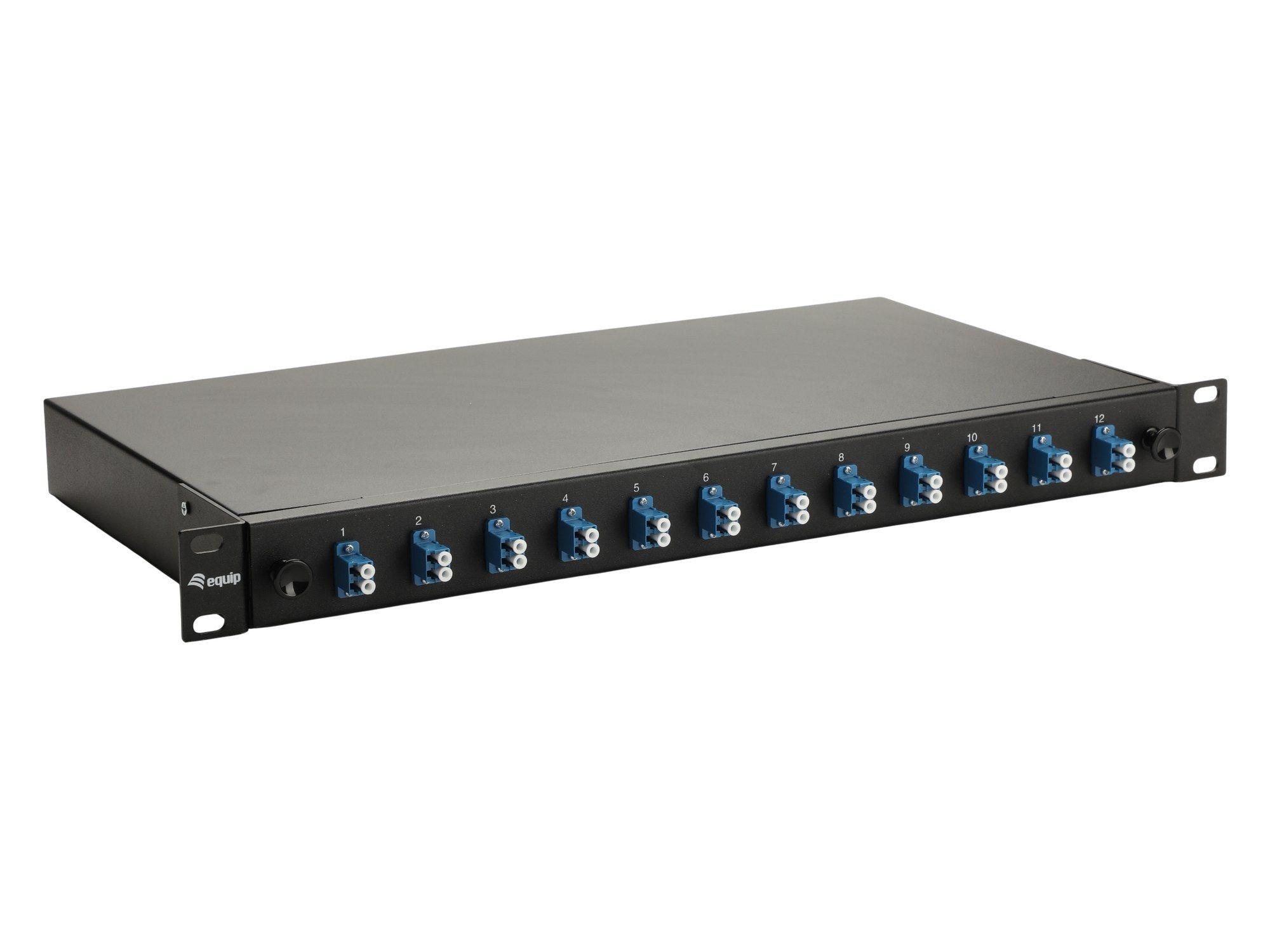 Painel de Fibra Ótica EQUIP 337200 (12 Portas LC Duplex OS2 - 1U - Preto)