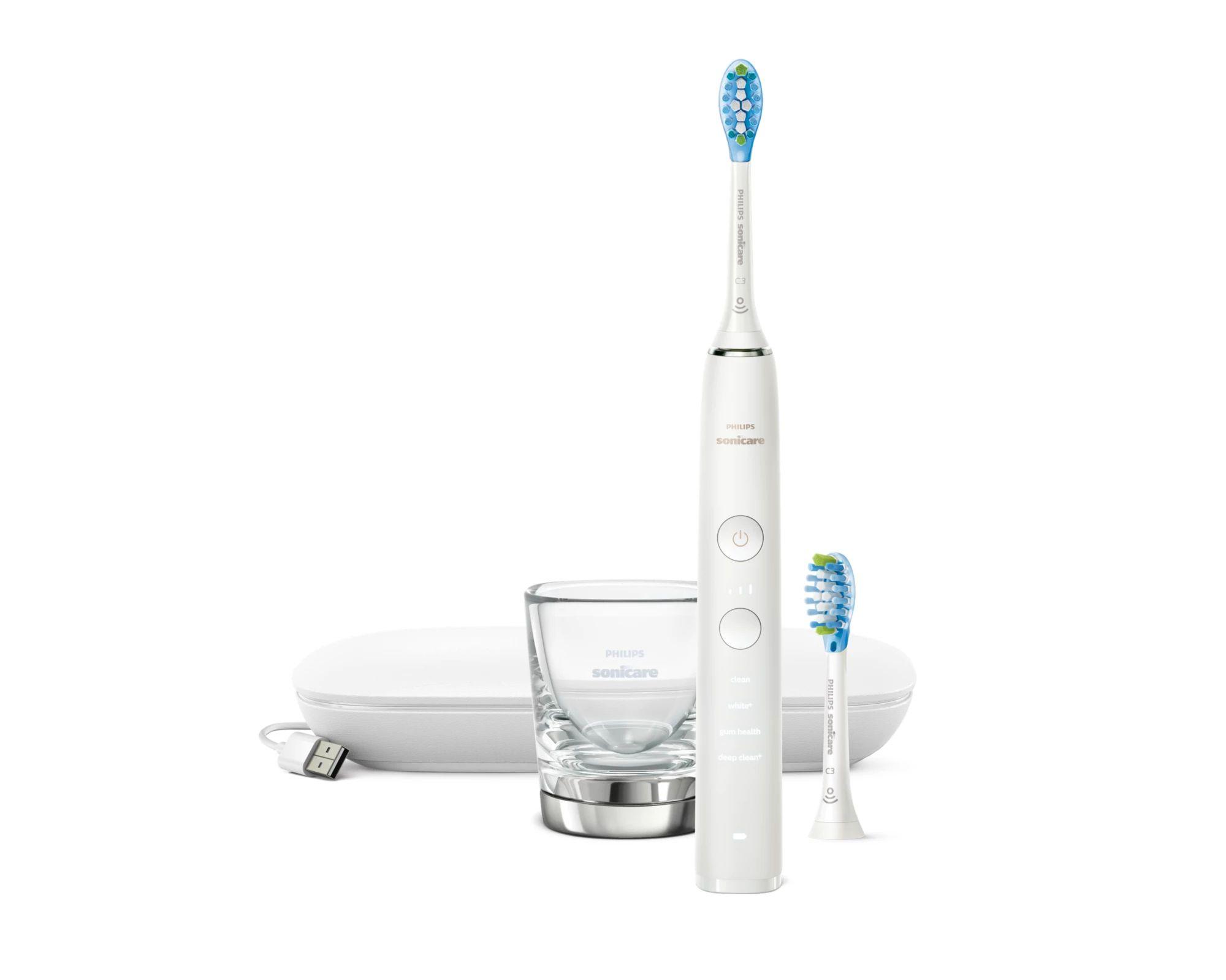 Escova de Dentes Elétrica Sónica PHILIPS Sonicare DiamondClean 9000 HX9913/17 (Branco)