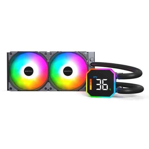 Sistema de Arrefecimento Líquido CPU MONTECH HyperFlow Digital 240 (12 cm - 2200 RPM - Âmbar, azul, verde, vermelho - Preto) — miniatura 3