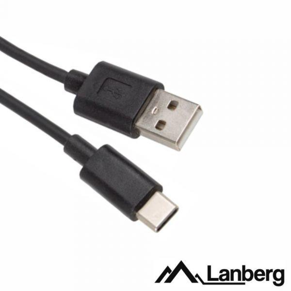 Cabo USB-A para USB-C LANBERG CA-USBO-10CC-0018-BK (1,8 m - USB-C macho - USB-A macho - Preto) — miniatura 2