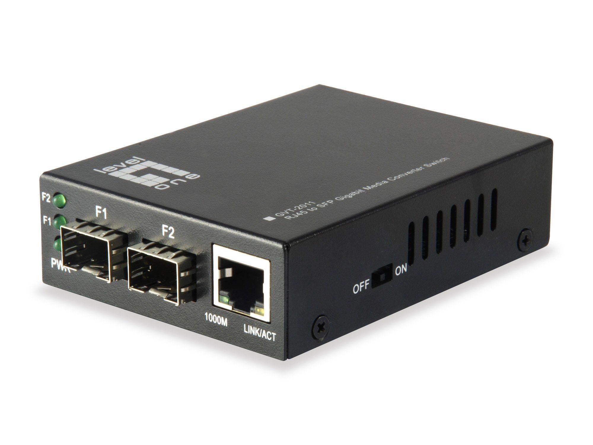 Conversor de Media LEVELONE GVT-2011 (Gigabit Ethernet - 10, 100, 1000 Mbit/s - 1000 Mbit/s - Cinzento)
