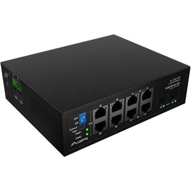 Switch Industrial LANBERG ILGE-8P-2S-120 (Fast Ethernet - 20 Gbit/s - Preto)