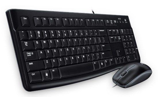 Teclado e Rato LOGITECH MK120 (Eslovaco - Tamanho completo - USB - Preto)
