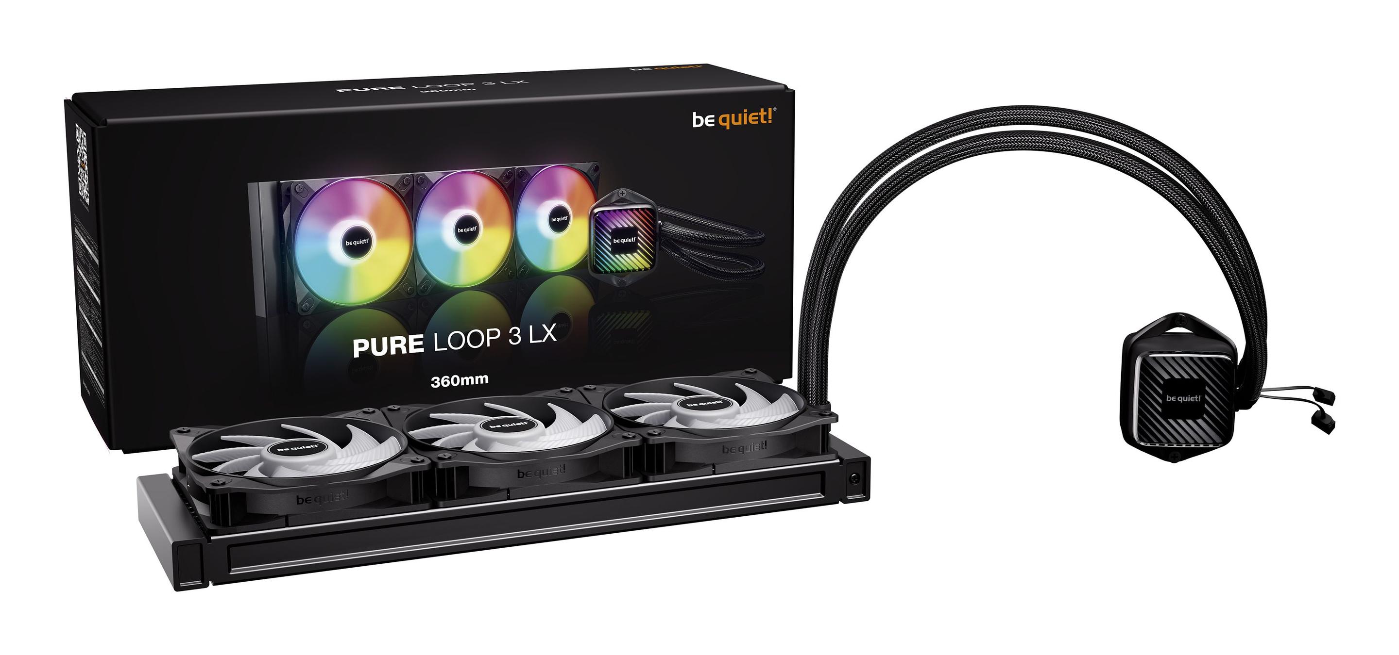Refrigeração Líquida All-in-One BE QUIET! Pure Loop 3 LX 360mm (120 mm - 3 ventoinhas - 2100 RPM - Preto) — miniatura 2
