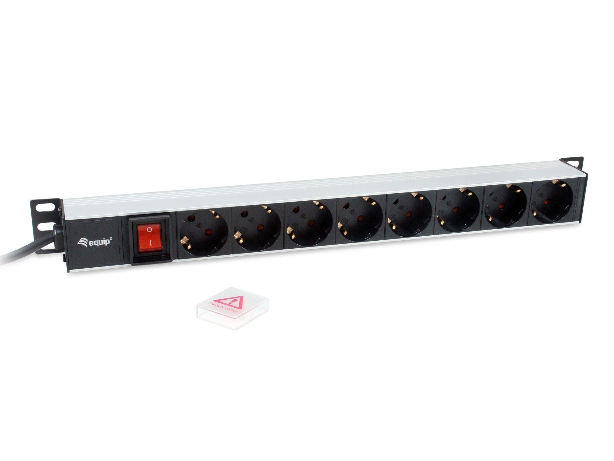 Régua de Tomadas para Bastidor EQUIP 333308 (19" - 1U - 8 Tomadas Schuko - Preto e Prateado), miniatura 4