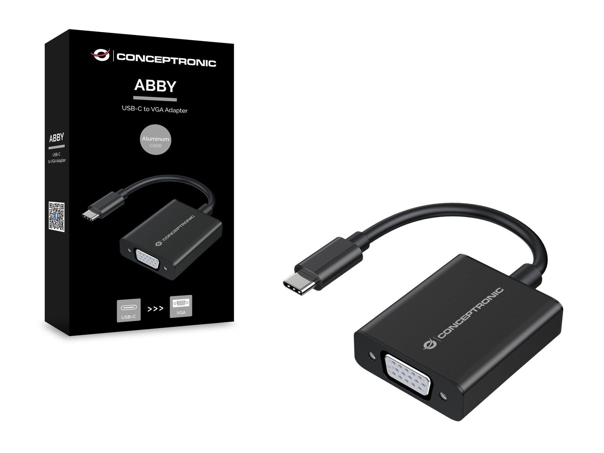 Adaptador USB-C para VGA CONCEPTRONIC ABBY05B (0,108 m - Preto), miniatura 2