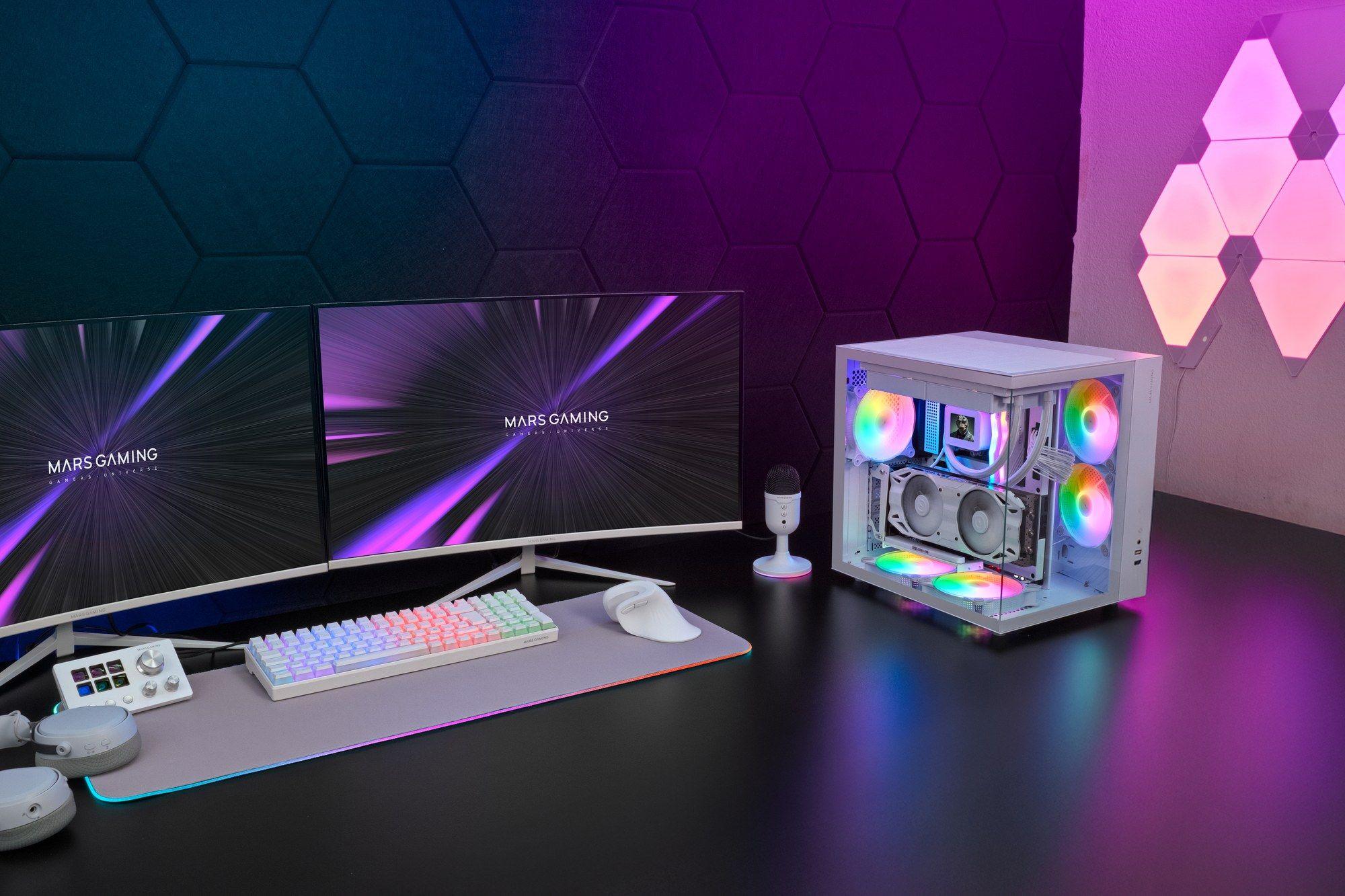 Caixa de Computador MARS GAMING MCV-ONEW (ATX, Micro ATX, Mini-ITX - ATX Cube, Midi Tower - Aço, vidro temperado - Branco) — miniatura 8