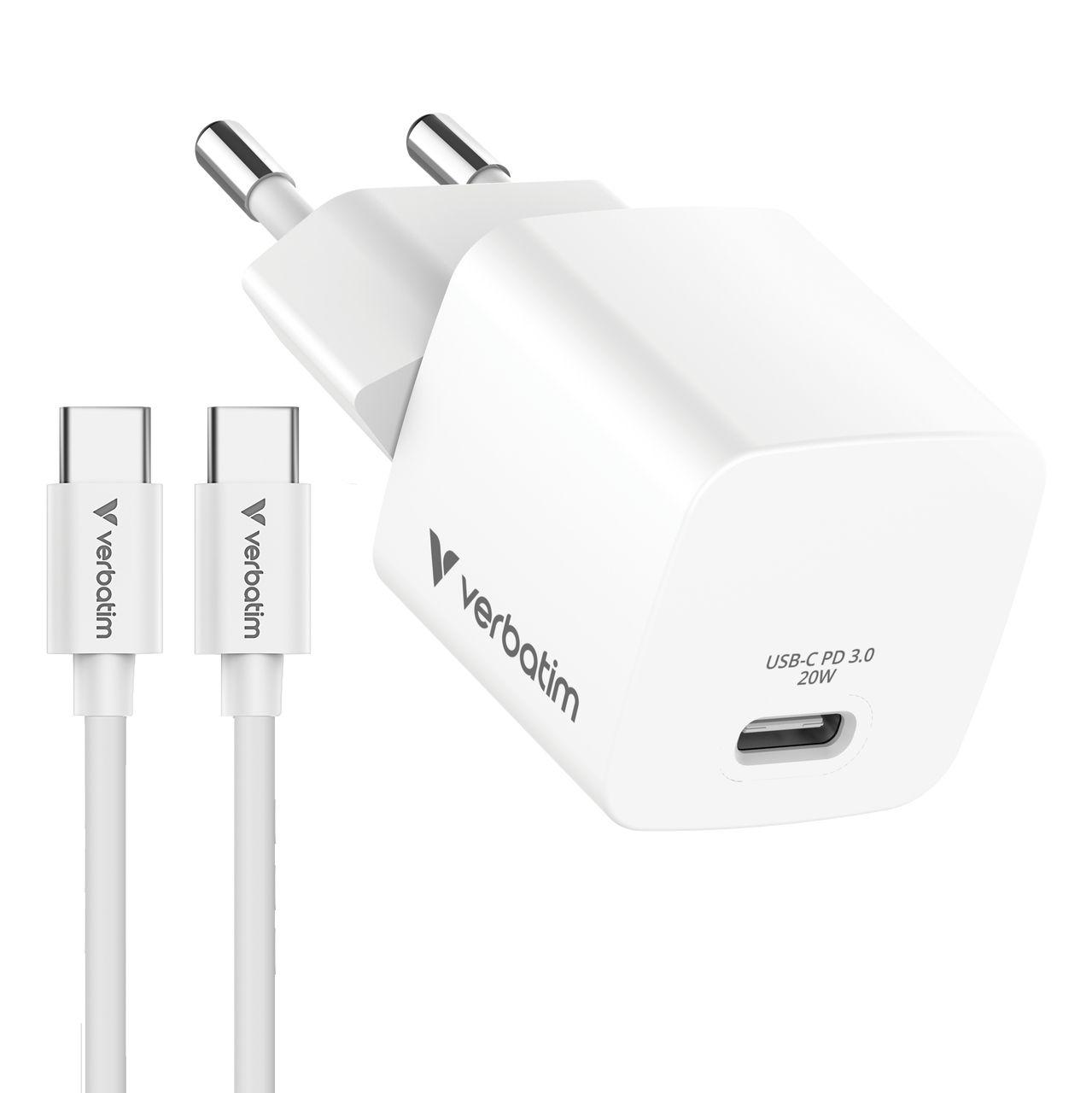 Carregador de Dispositivos Móveis VERBATIM 32396 (20 W - Power Delivery 3.0 - Branco)
