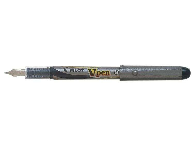 Caneta Tinteiro Descartável PILOT V-Pen Silver (Prateado/Preto)