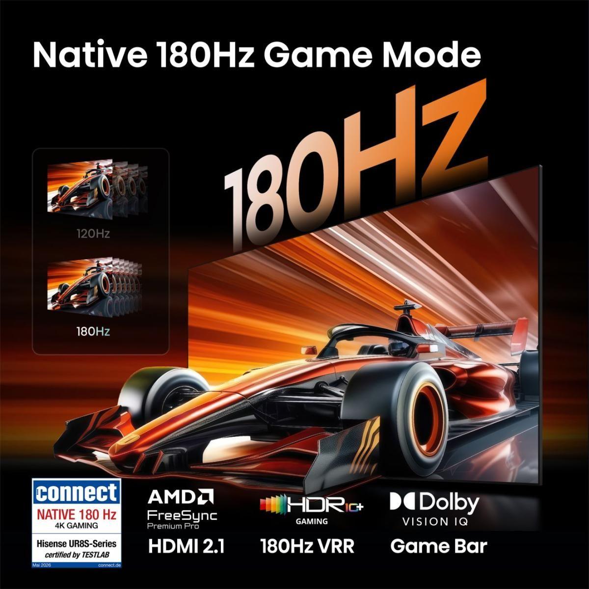 Televisão HISENSE TV 85UR8S (85" - 4K Ultra HD - RGB-Mini LED - 180 Hz - Preto) — miniatura 6
